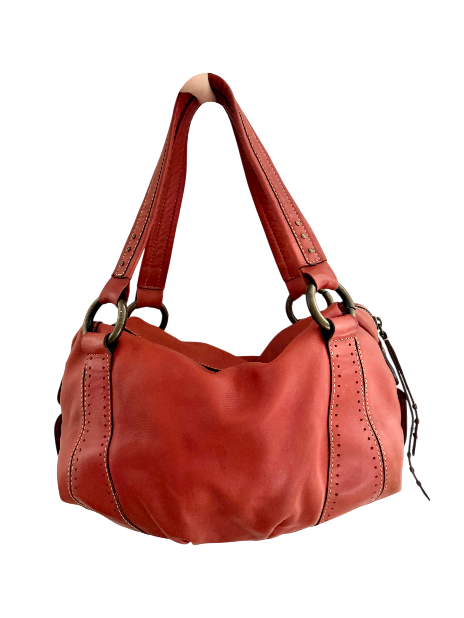 Vintage 90s Fossil Slouchy Tangerine Leather Purse