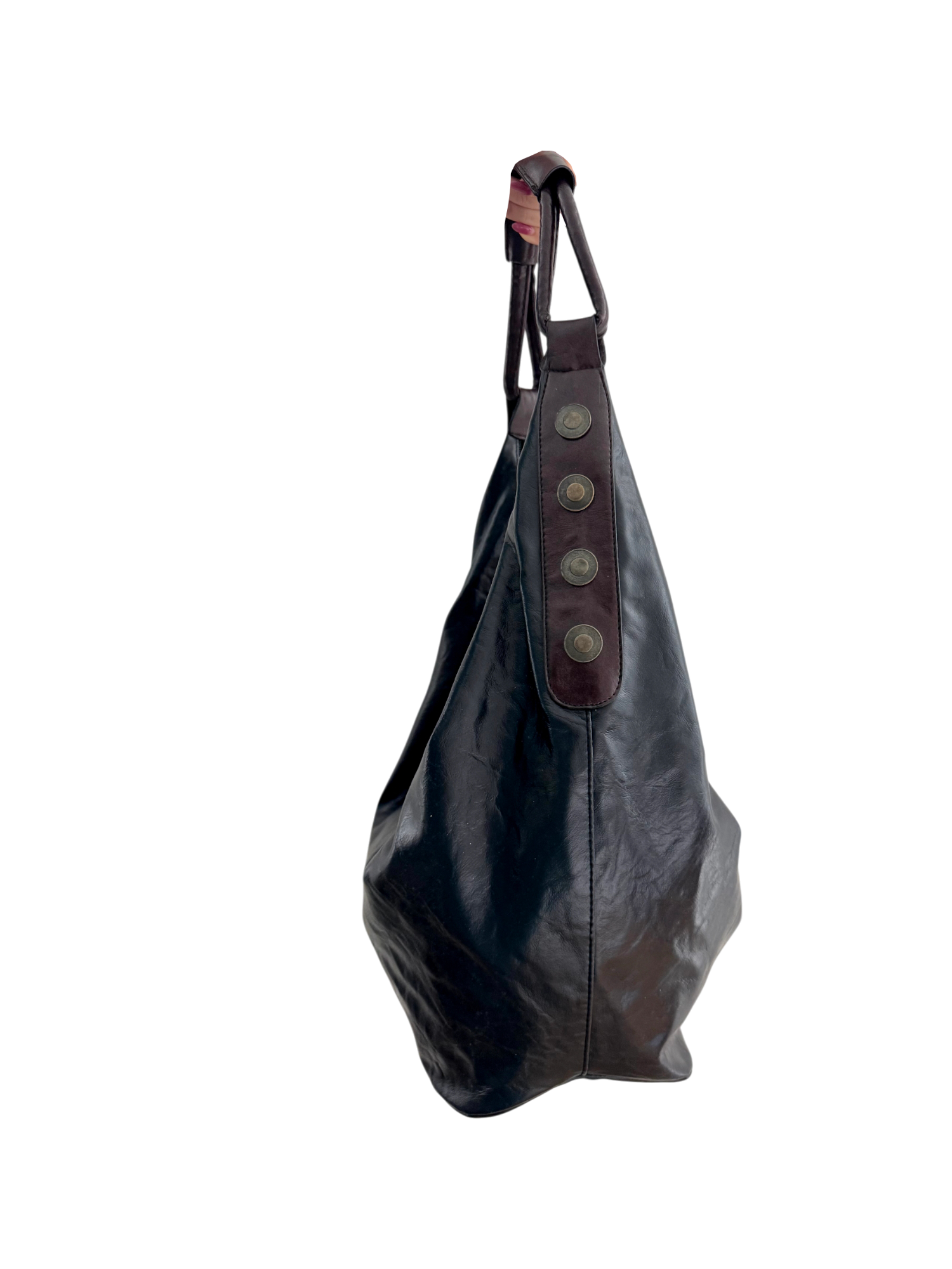 Vintage 90s Slouchy Black Studded Shoulder Bag