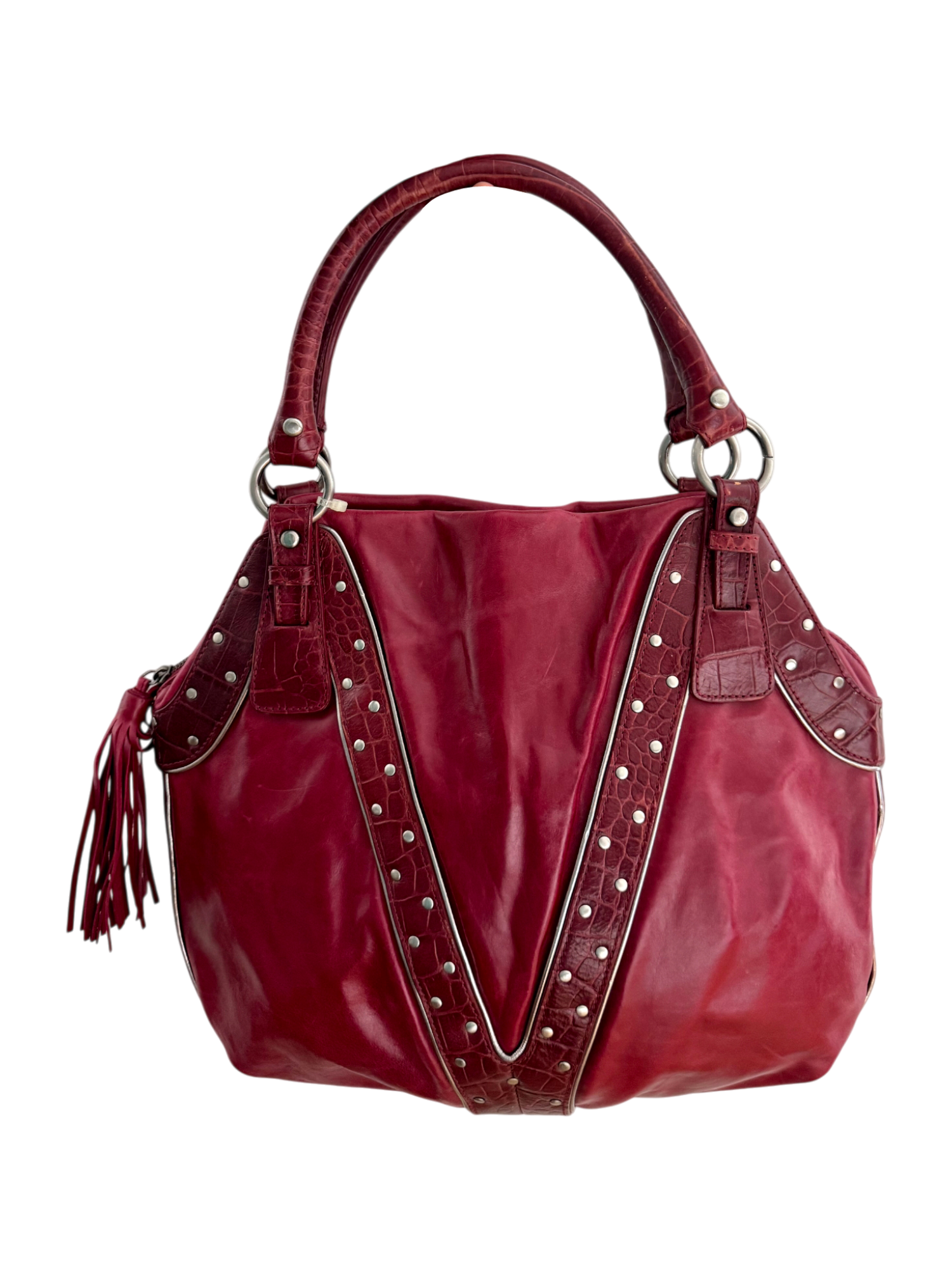 Vintage 90s Via Spiga Cherry Leather Tote