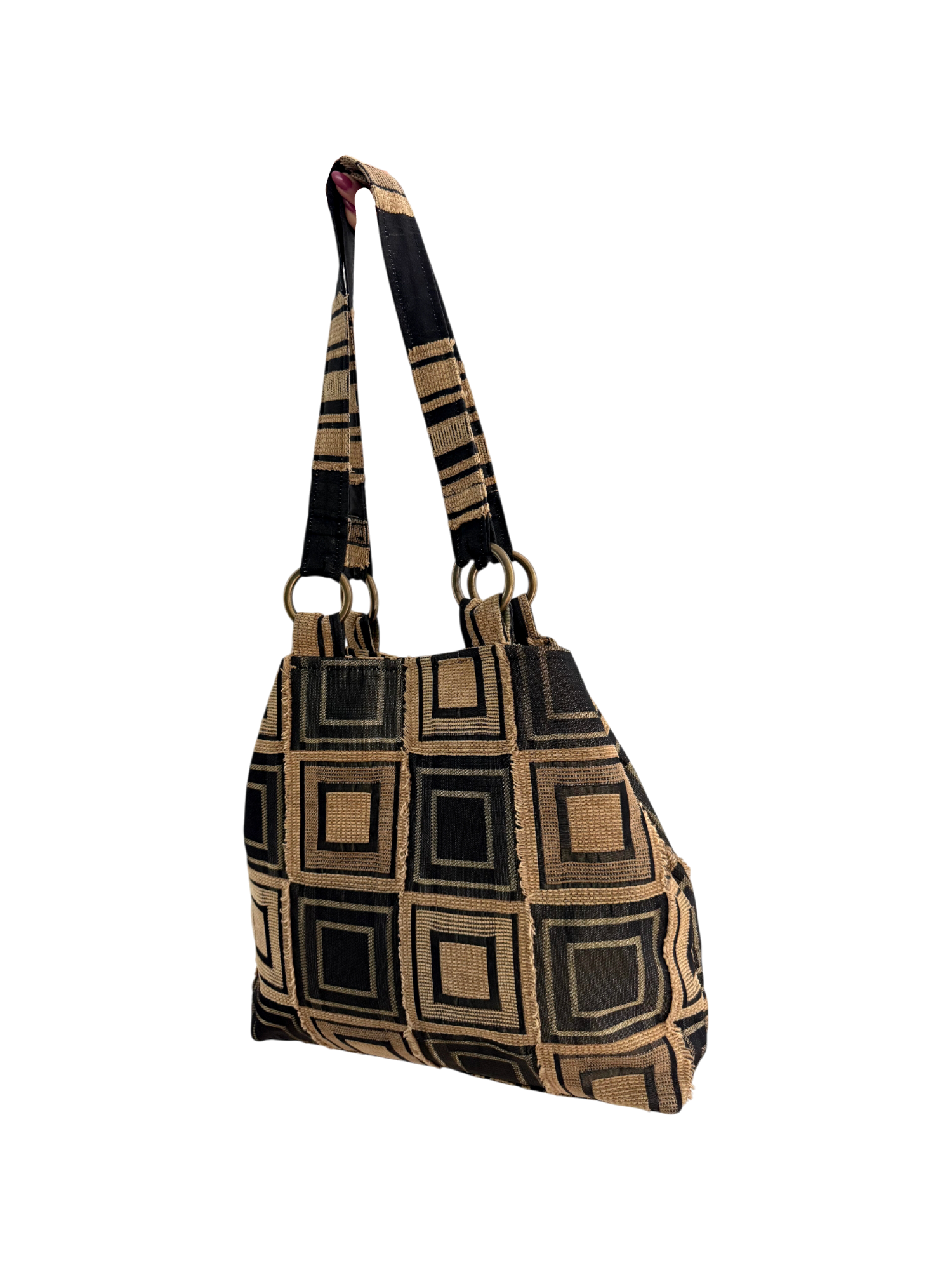 Vintage Y2K Graphic Patchwork Canvas Shoulder Bag