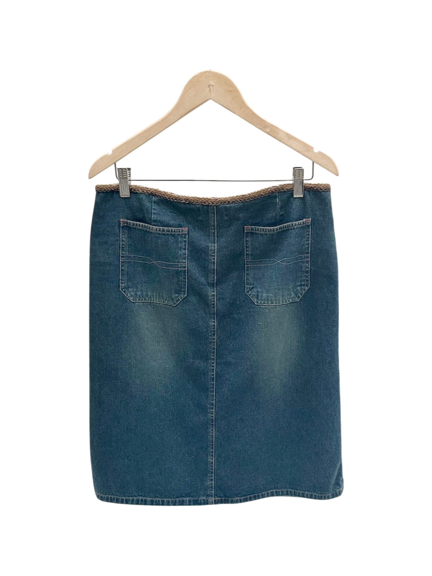 Vintage 90s Indie Sleaze Tan Trim Midi Skirt (M)