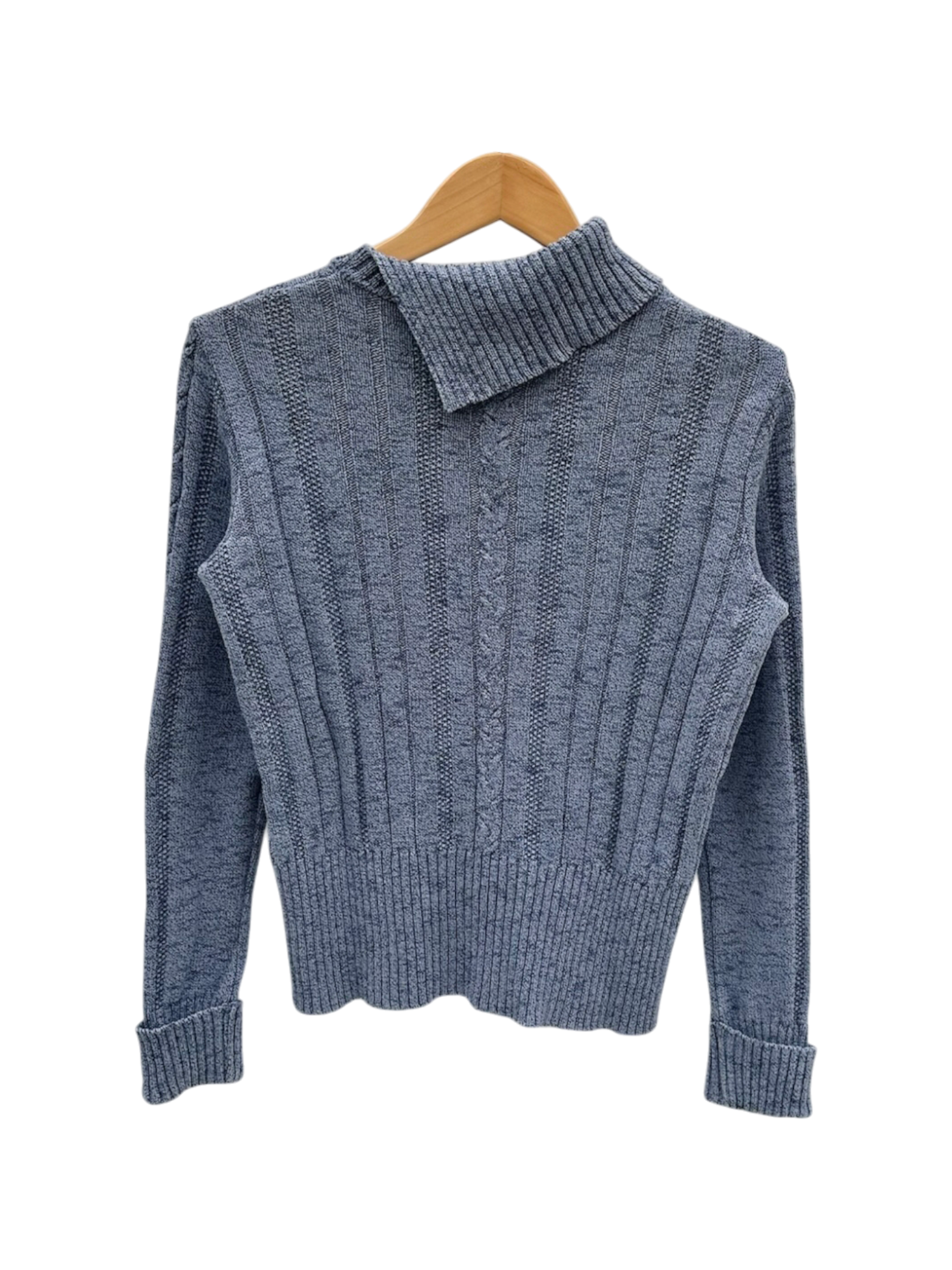 Vintage 90s Storm Blue Ribbed Mockneck (M)