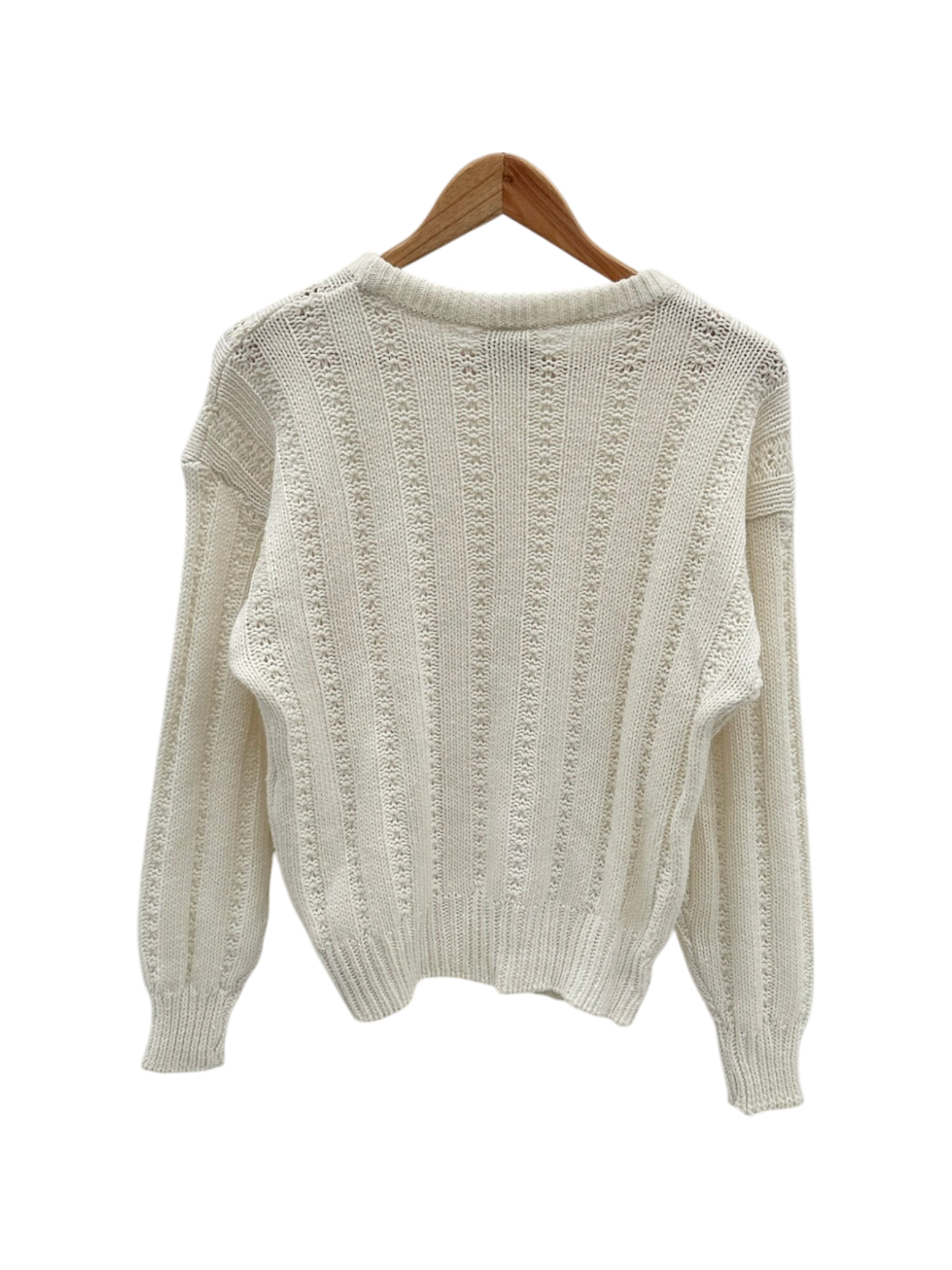Vintage 80s Cream Textured Cotton Knit Sweater (M)