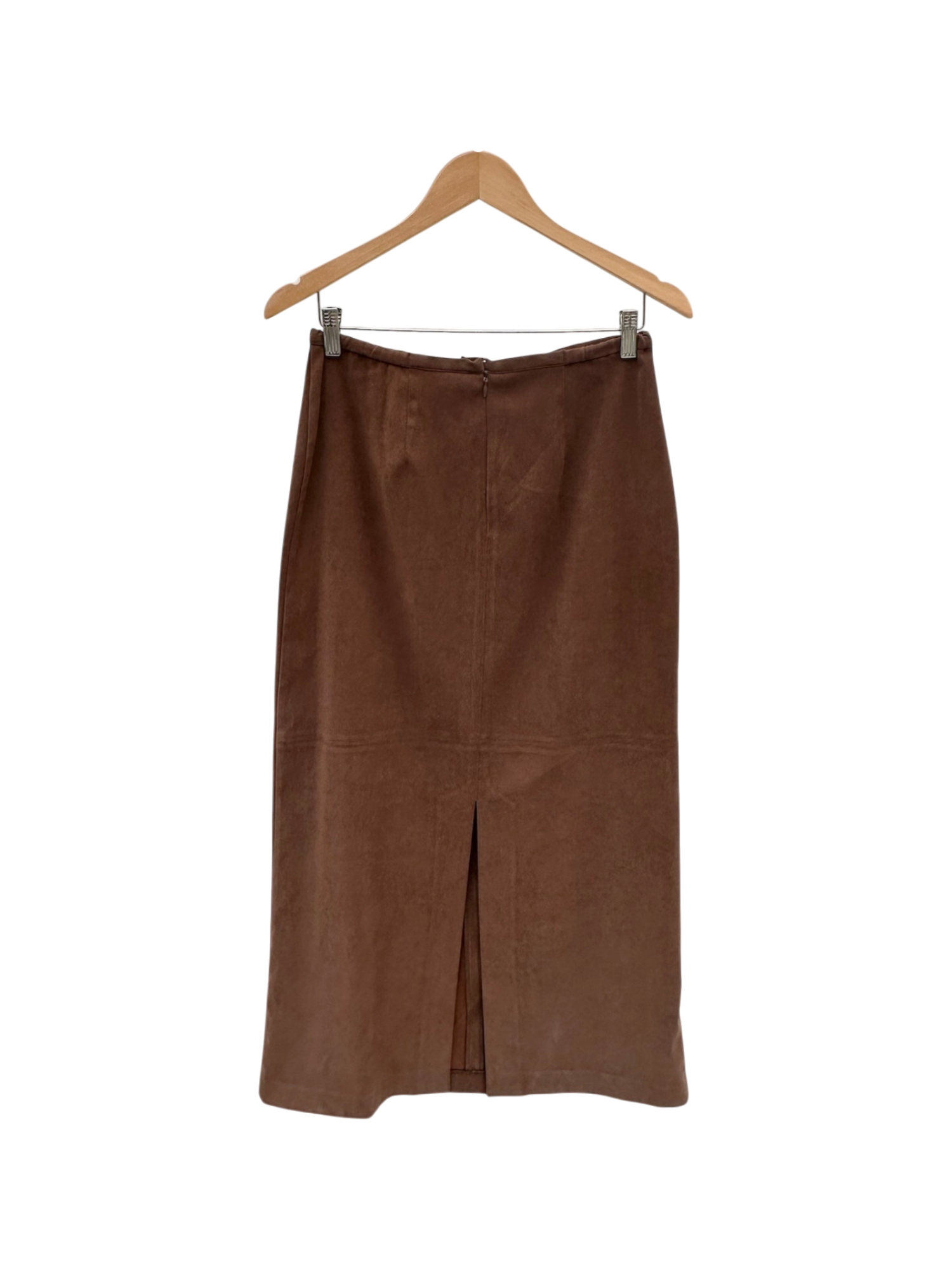 Vintage 90s Mocha Suede Midi Skirt (S/M)