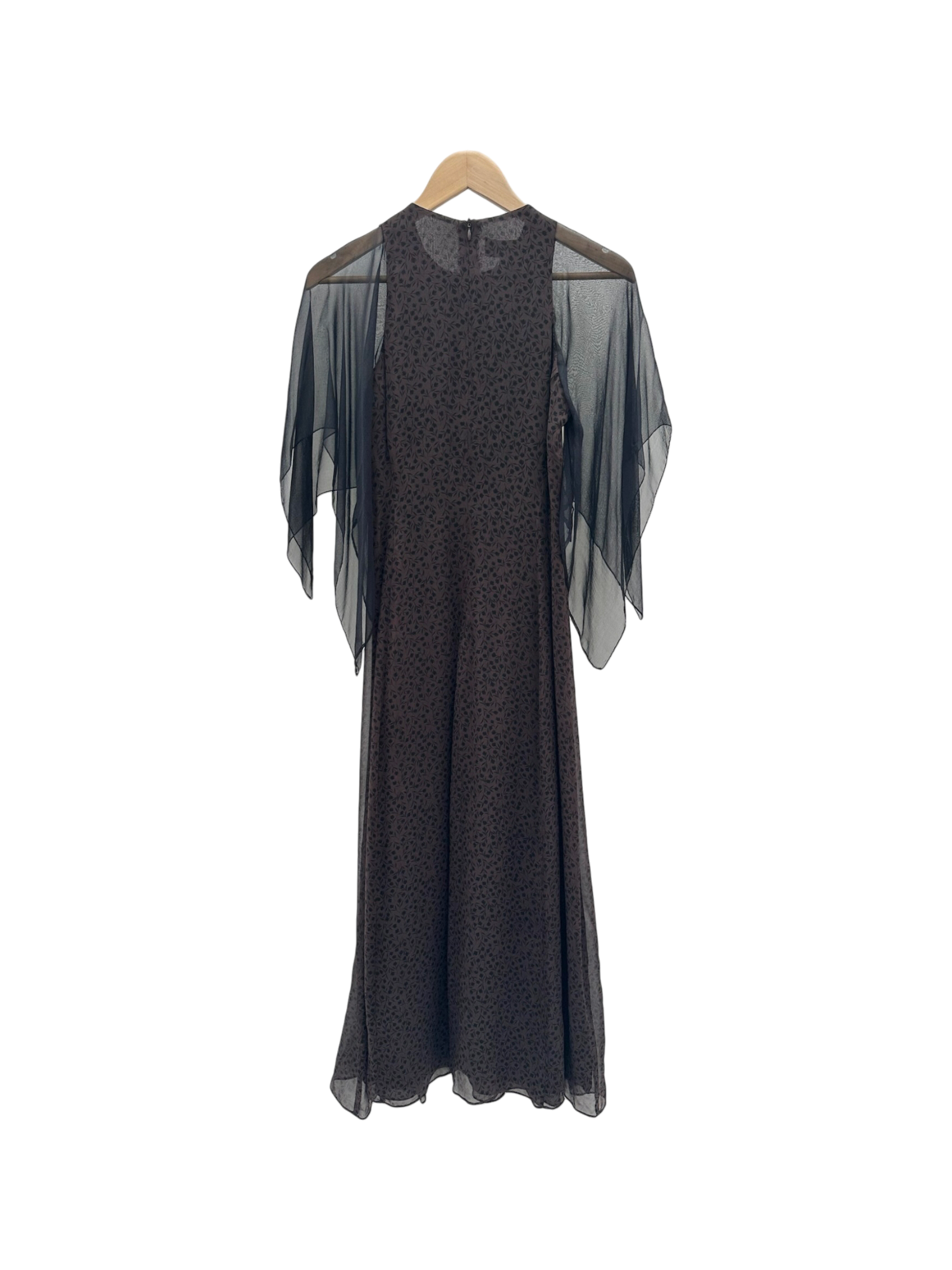 Vintage 90s Sheer-Wing Silk Midi Dress (S)