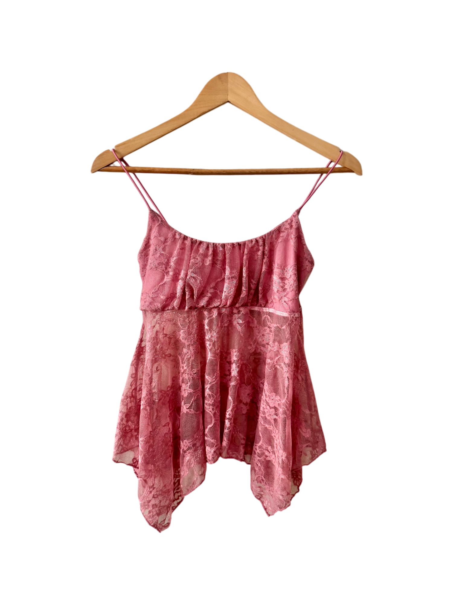 Vintage Y2K Dusty Rose Lace Babydoll Top (S)