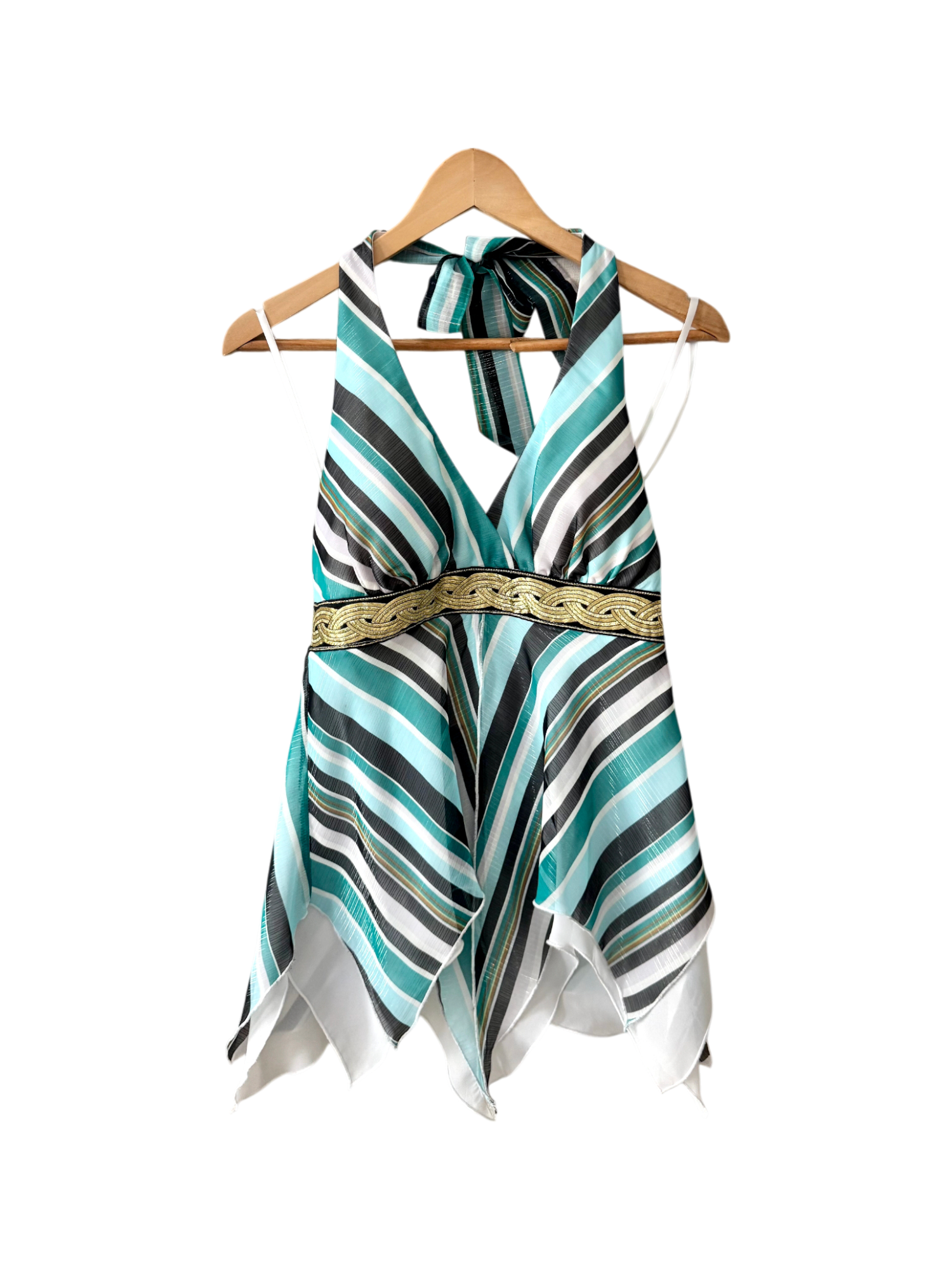 Vintage Y2K Riviera Halter Handkerchief Top (M)