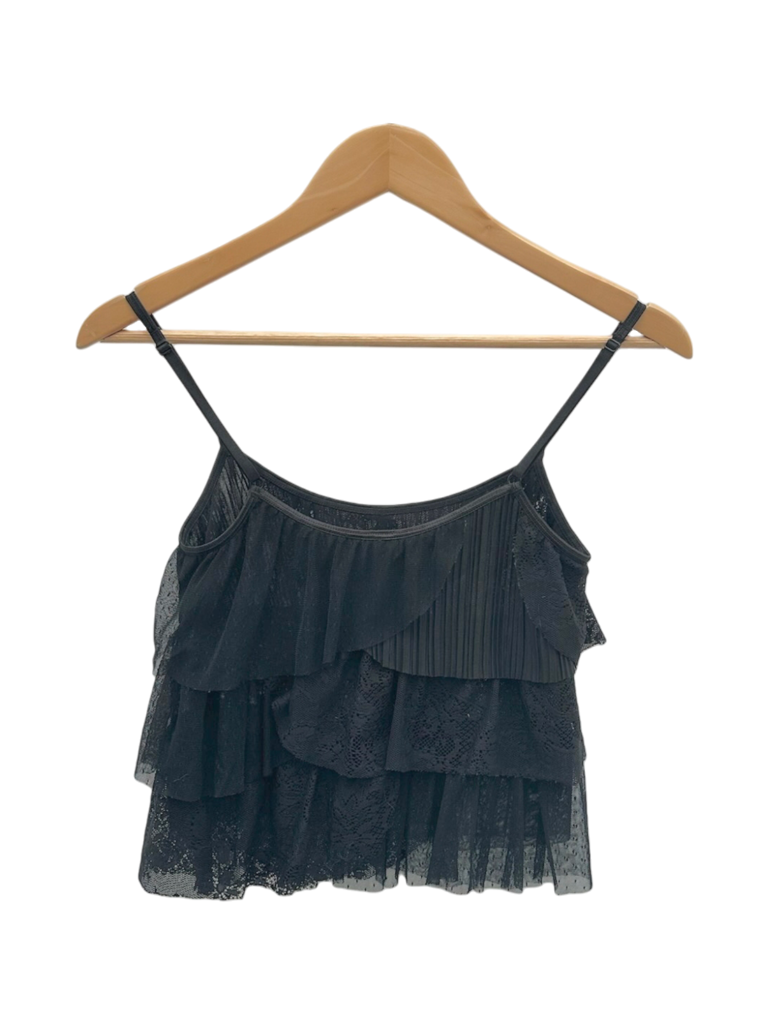Vintage Y2K Black Lace Tiered Cami (S)