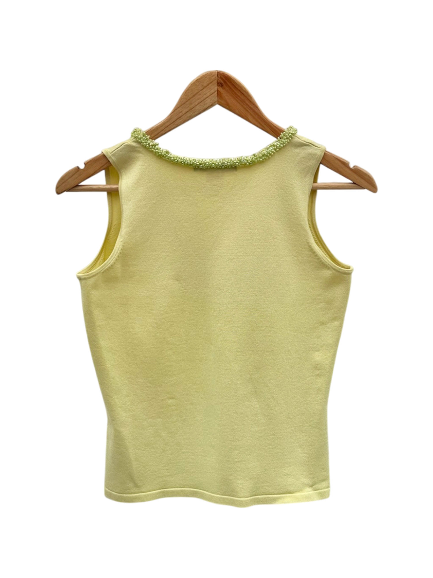 Vintage 2000s Lemon Knit Tank with Beaded Trim (S)