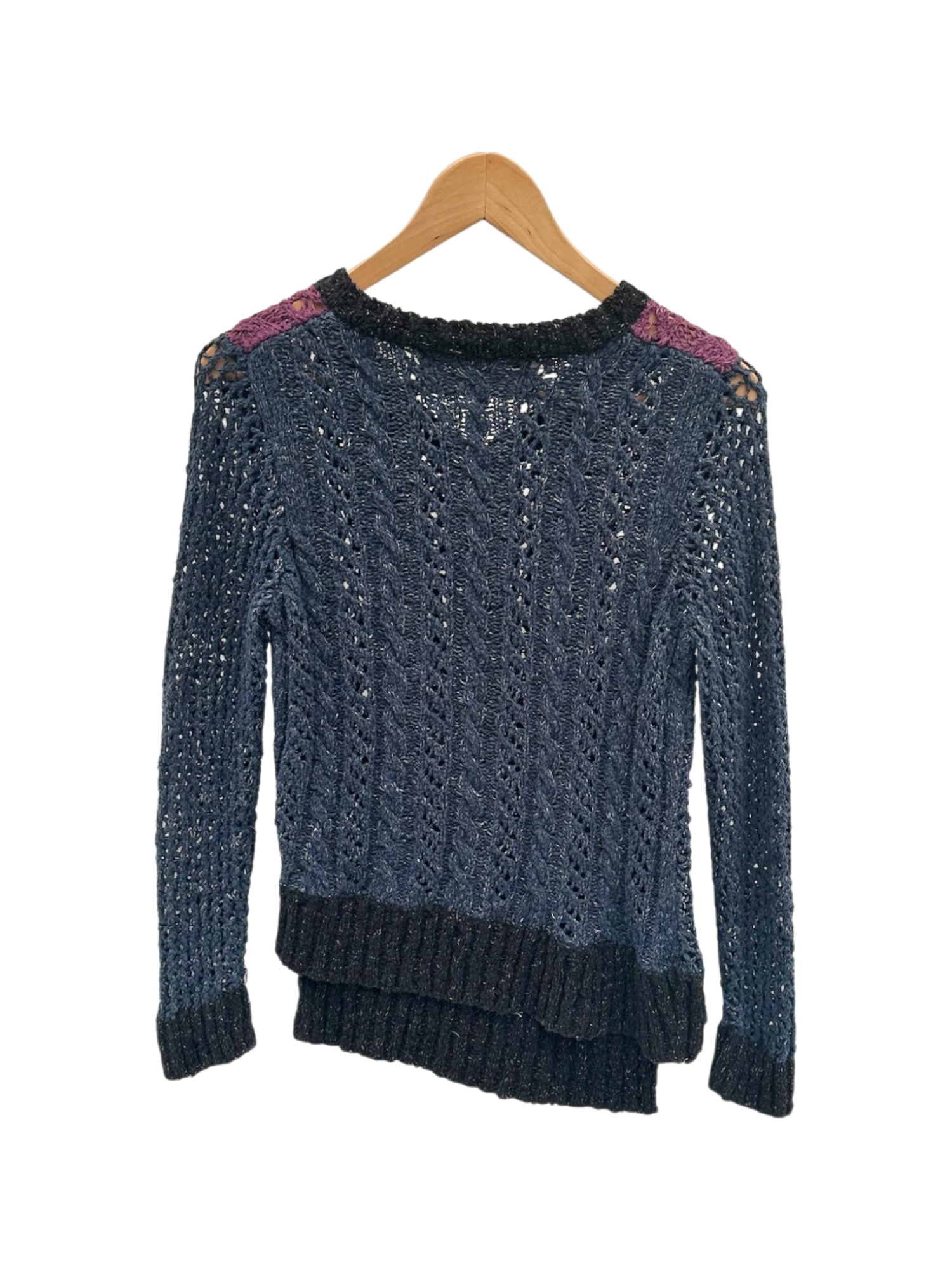 Vintage 2000s Patchwork Knit V-Neck Sweater (S/M)