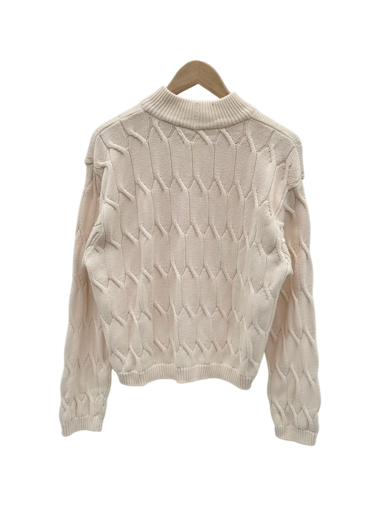 Vintage Cream Textured Mock Neck Sweater (L)