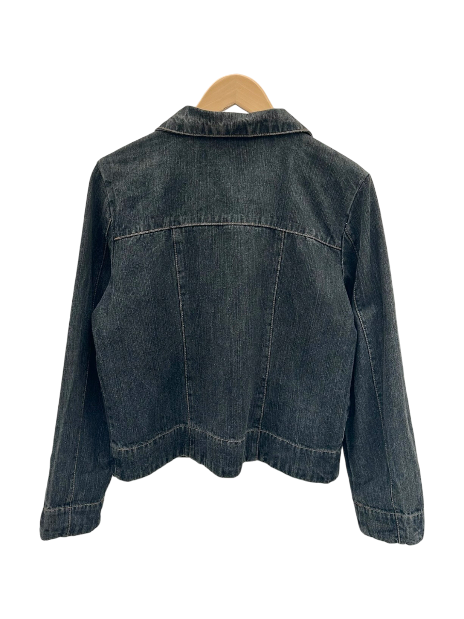 Vintage 90s Charcoal Denim Zip Light Jacket (L)