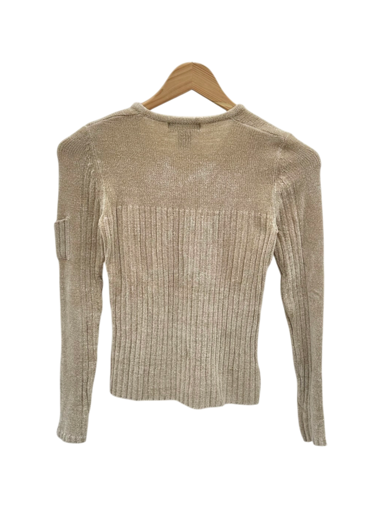 Vintage Y2K Cozy Beige Ribbed Top (XS)