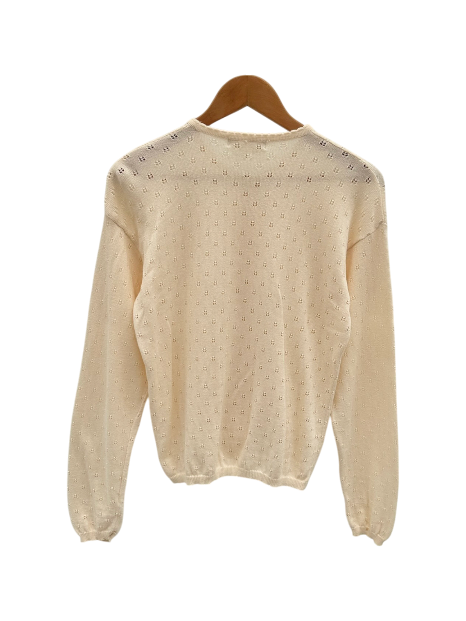 Vintage 80s Cream Eyelet Knit Cardigan (S/M)