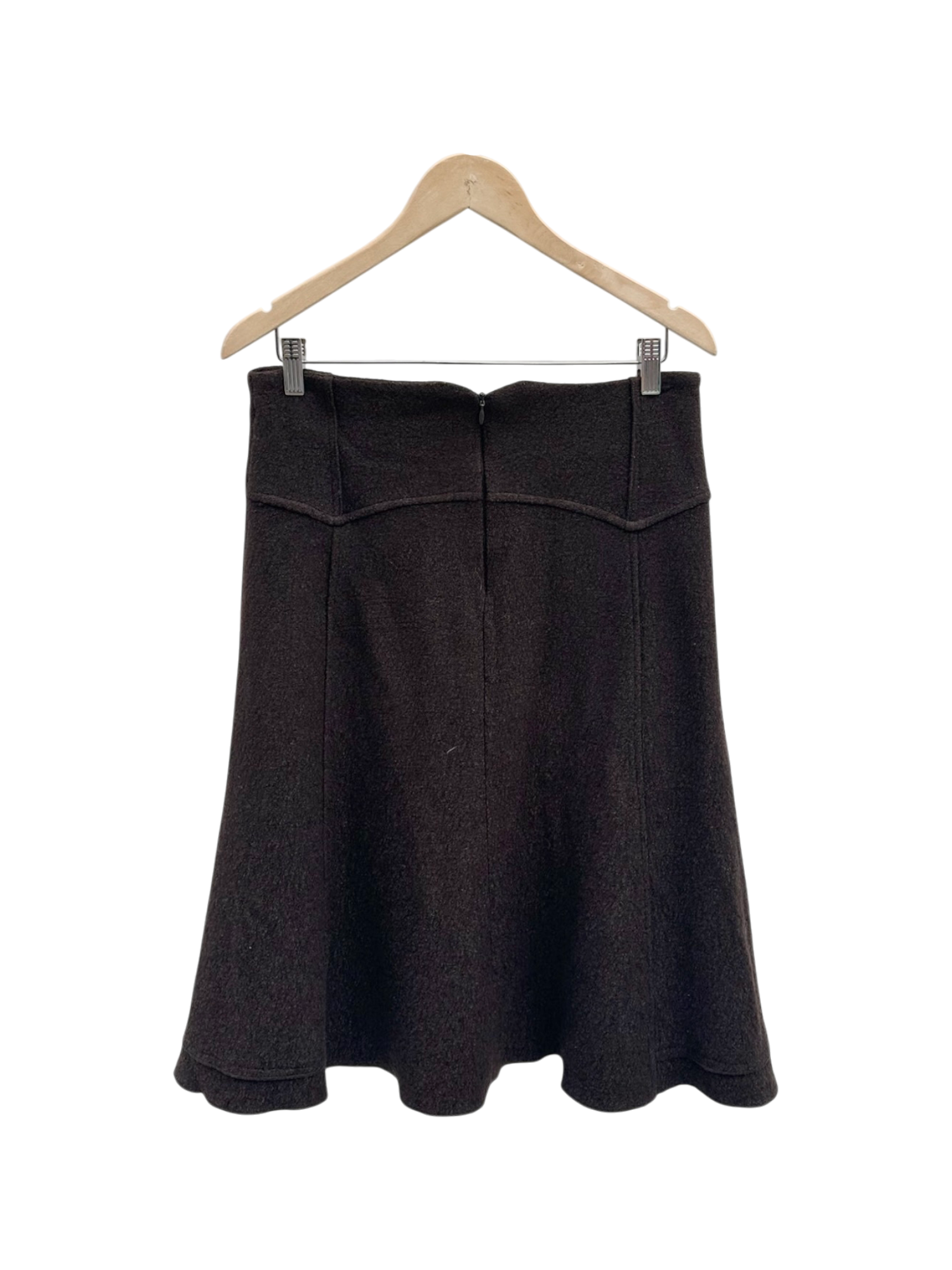 Vintage 90s Espresso Wool A-Line Skirt (M)