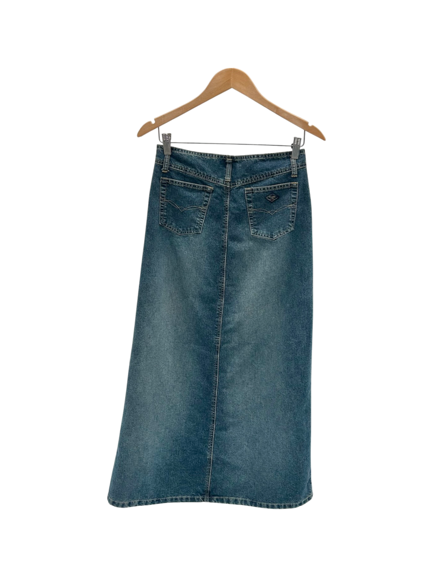 Vintage 90s Angel Faded Denim Midi Skirt (S/M)
