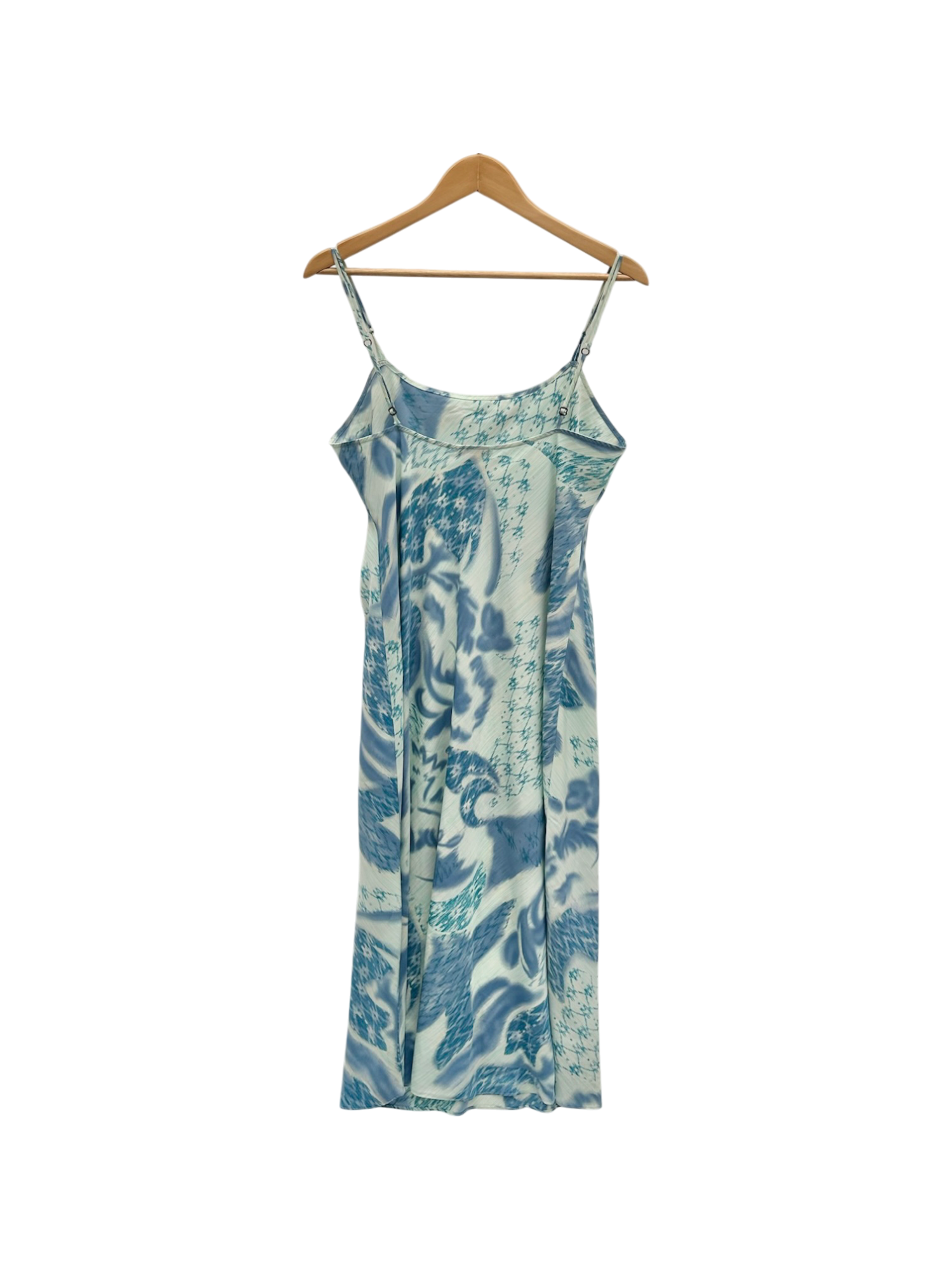 Vintage 90s Oceanic Blue Abstract Slip Dress (M)