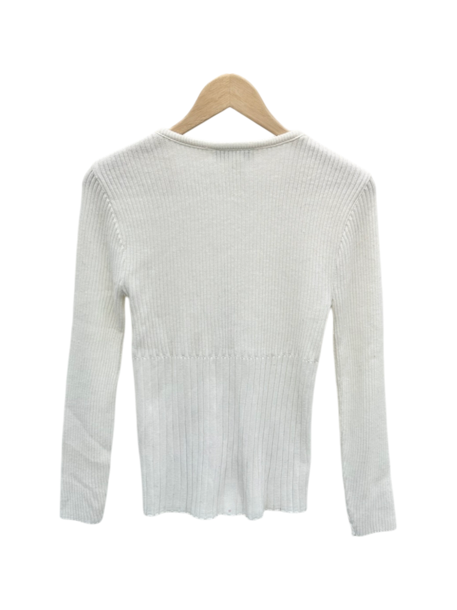 Vintage 90s Ribbed Ivory Cardigan (S/M)