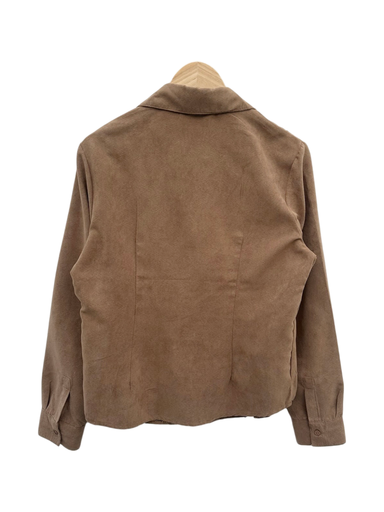 Vintage 90s Tan Suede Zip-Front Top (M)