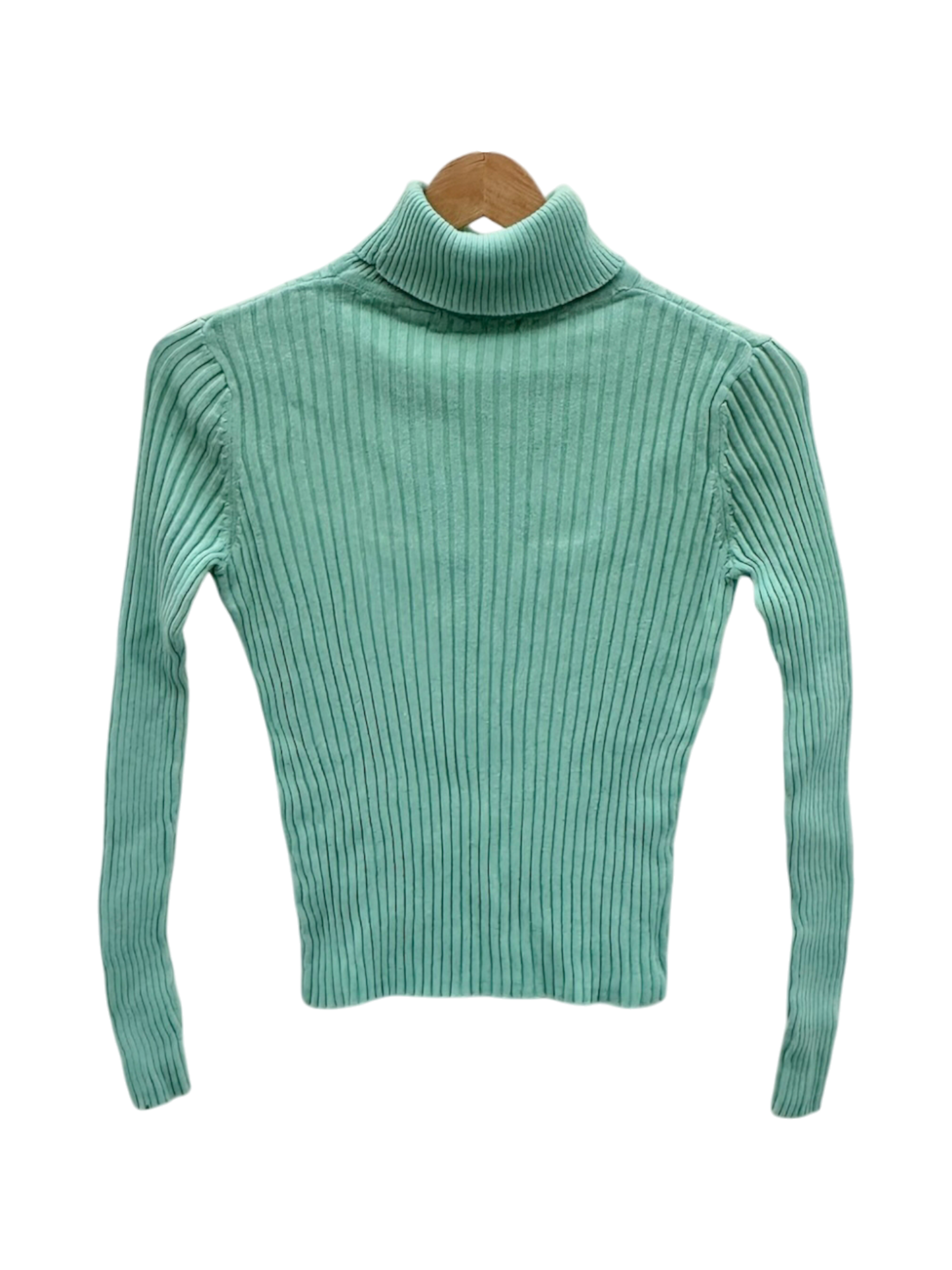 Vintage 90s Mint Ribbed Turtleneck Sweater (S)