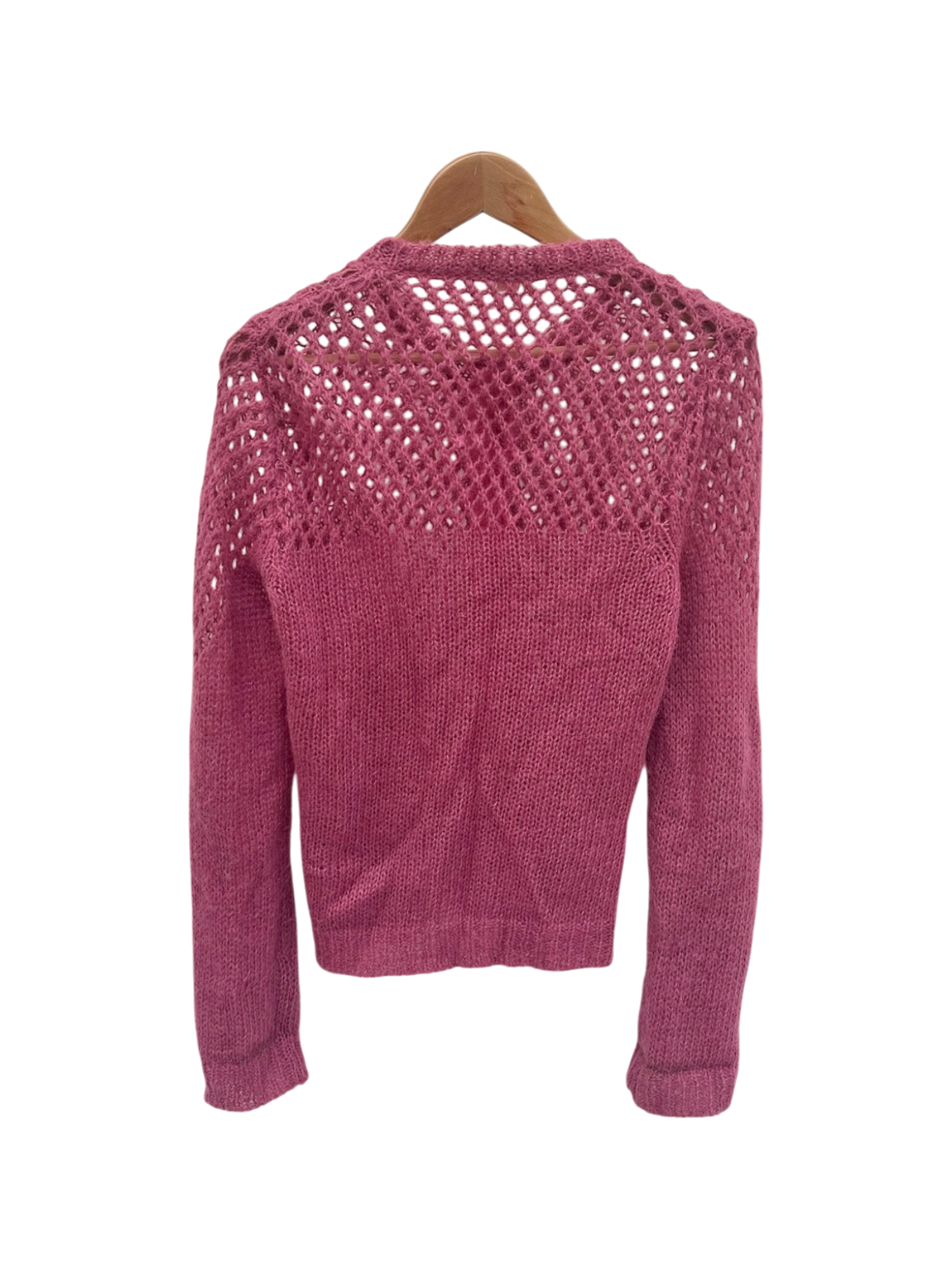 Vintage 90s Cozy Rose Pointelle Knit Button Cardigan (M)