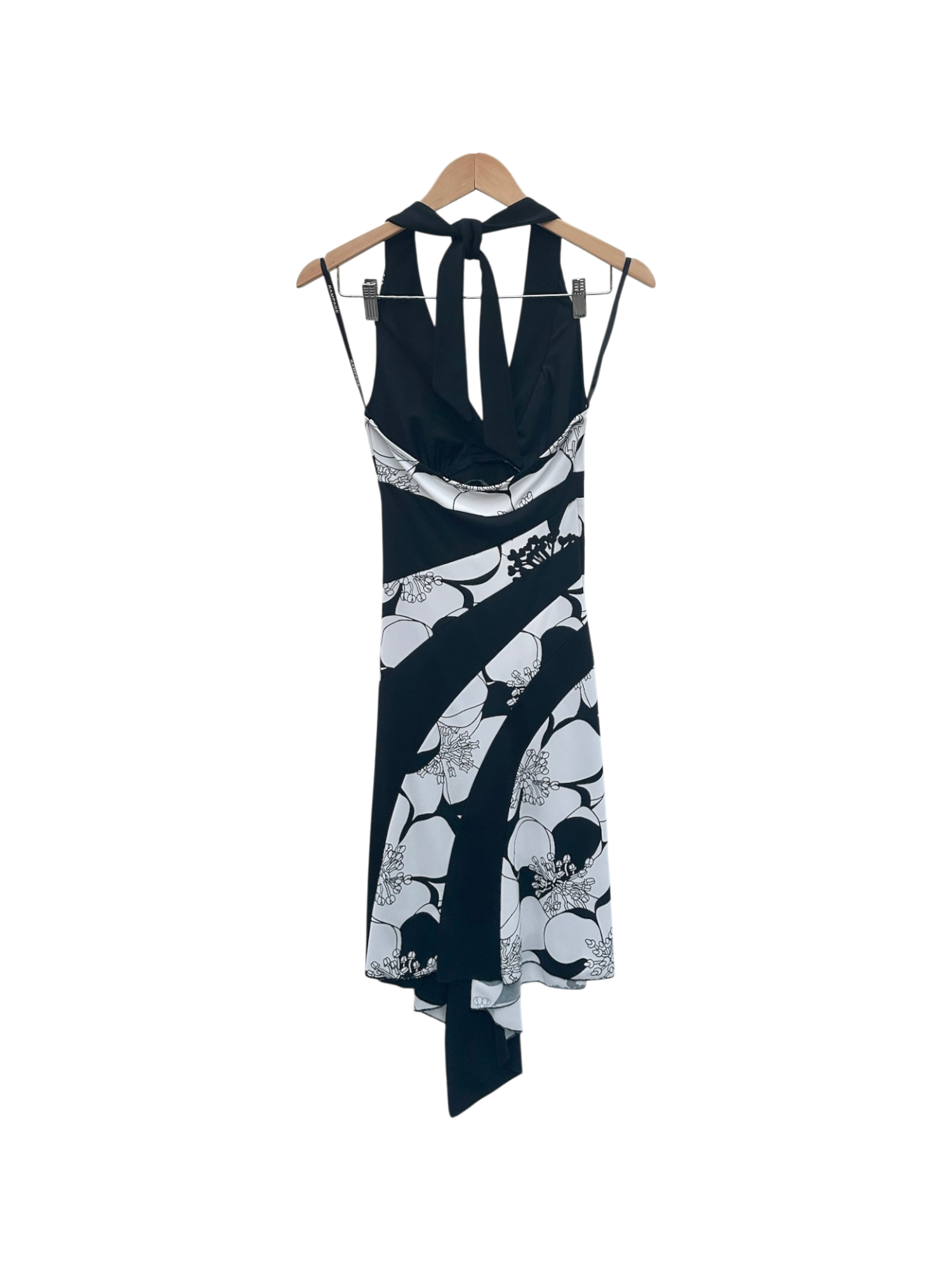 Vintage 90s Retro Asymmetrical Floral Midi Dress (S)