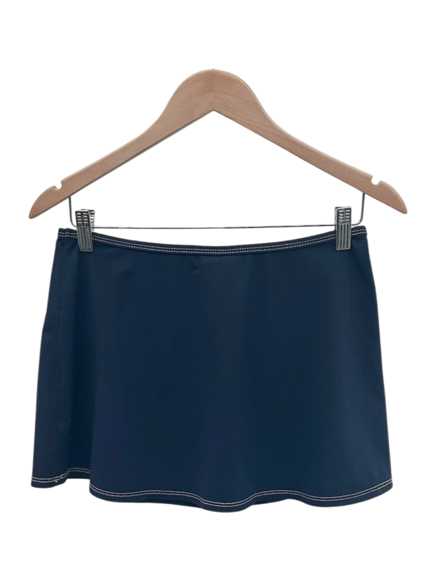 Vintage 90s Navy Mini Skirt with Contrast Stitching (M)
