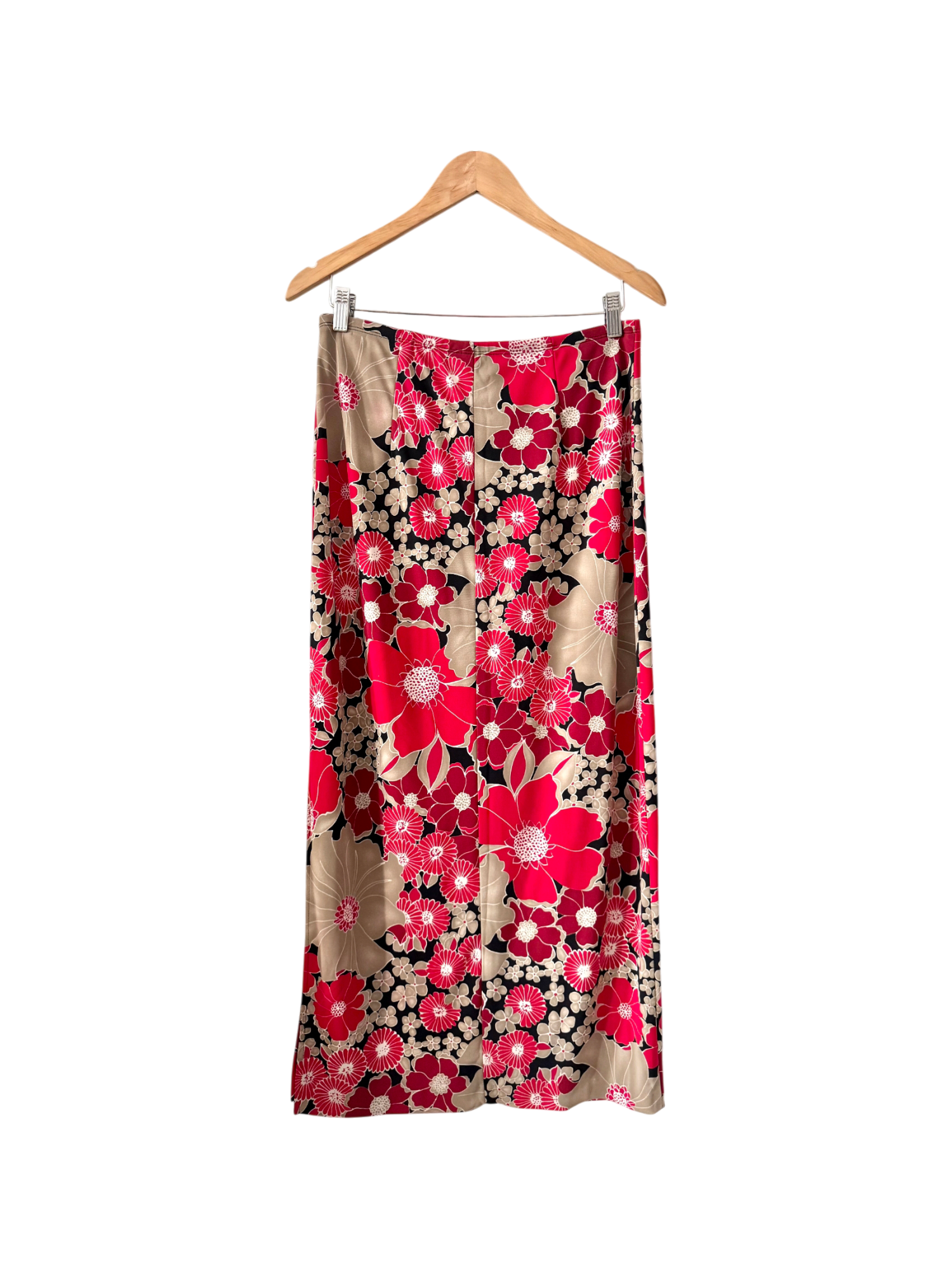 Vintage 90s Cherry Blossom Knit Midi Skirt (L)