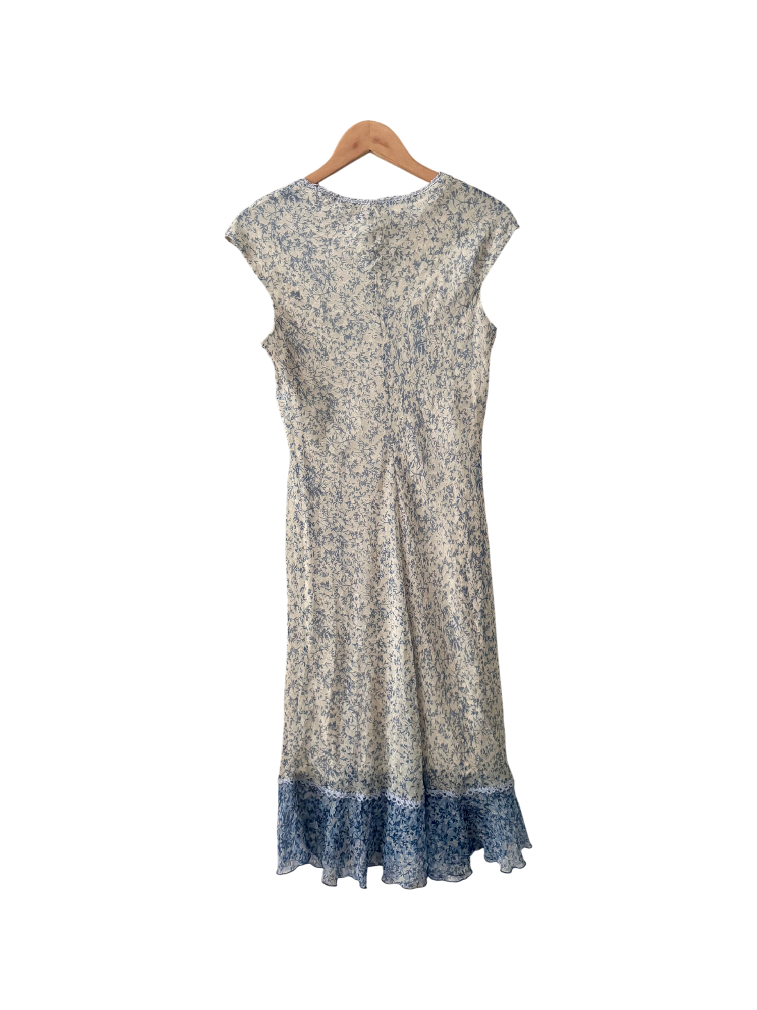 Vintage 90s Dainty Blue Floral Cottage Dress (M)
