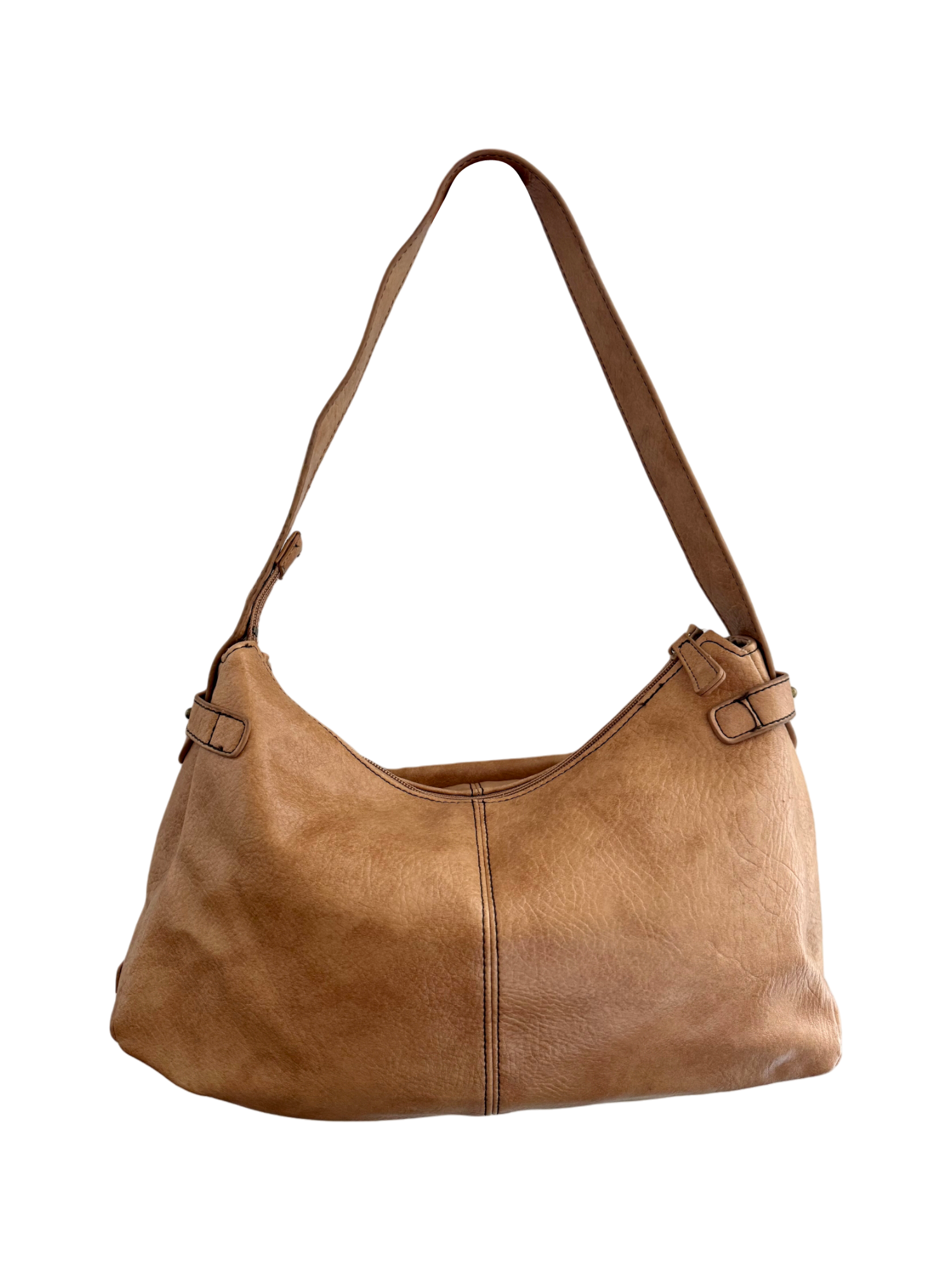 Vintage 90s Saddle Tan Buckle Shoulder Bag
