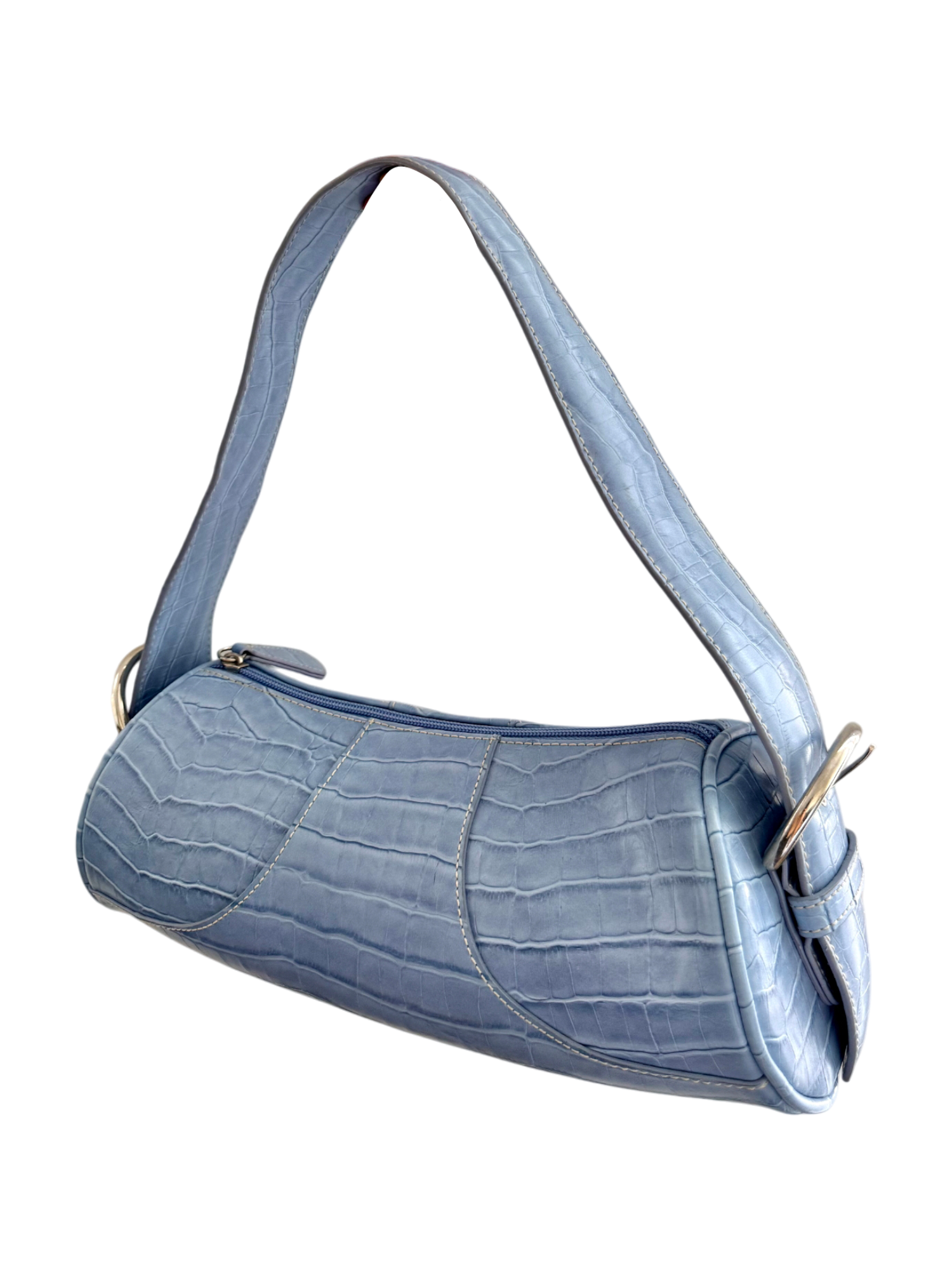 Vintage Y2K Blue Croc Shoulder Bag
