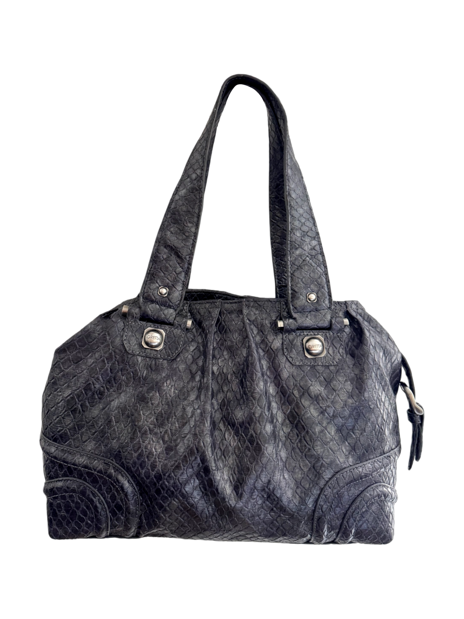 Vintage Y2K Charcoal Snakeskin Textured Bag