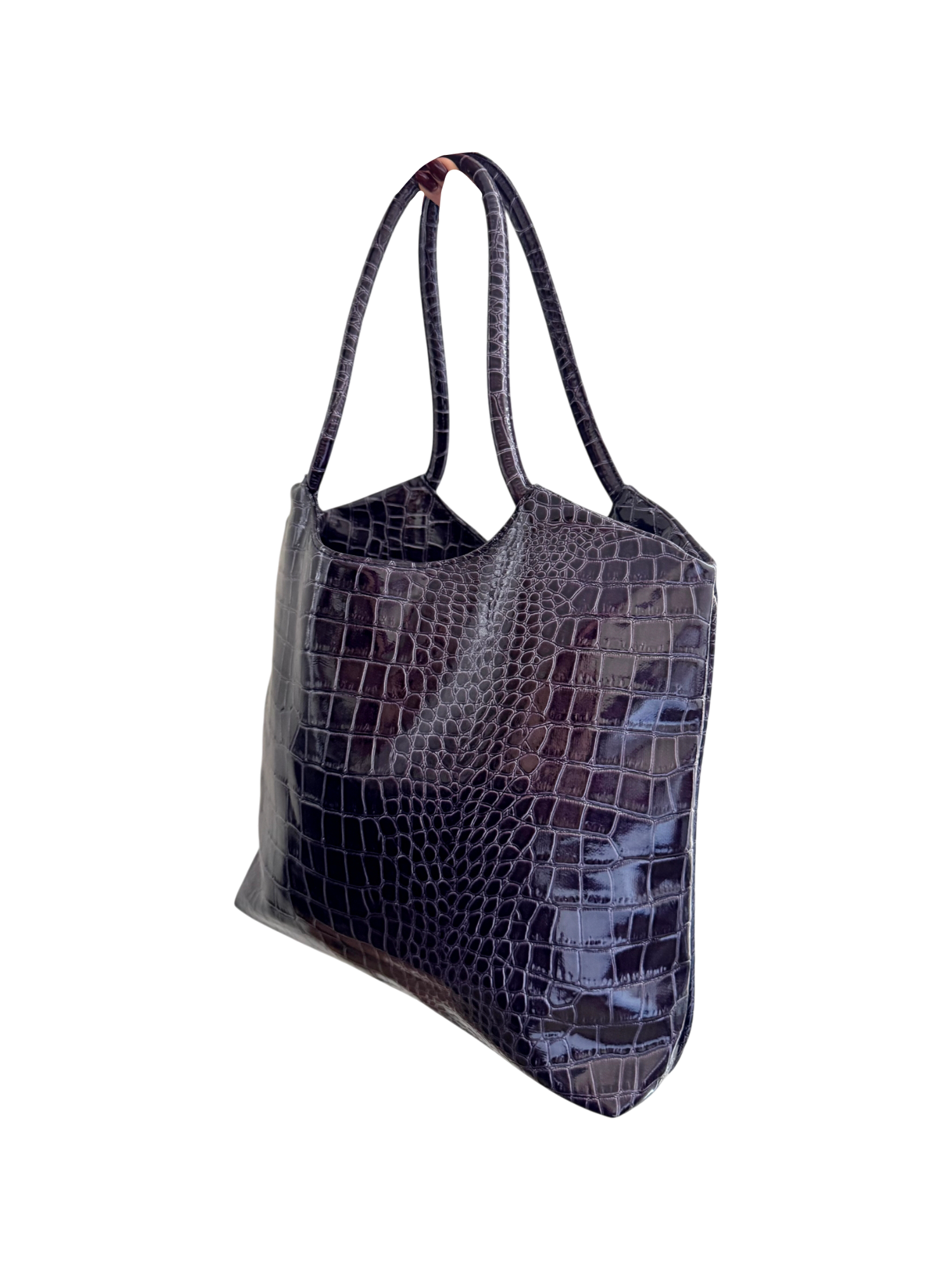 Vintage 90s Retro Plum Croc Tote
