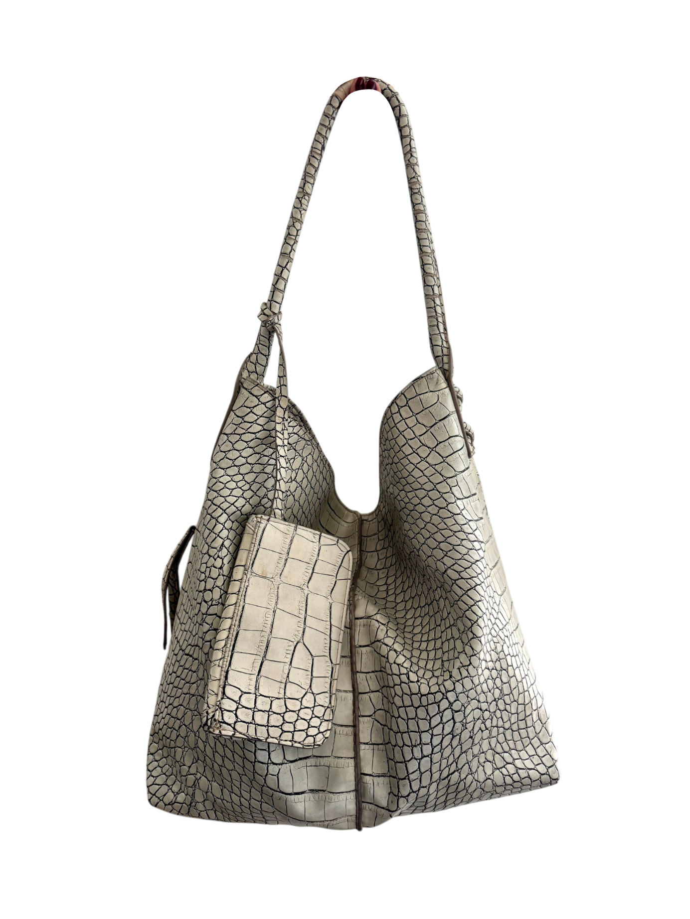 Vintage Y2K Textured Croc Slouch Tote