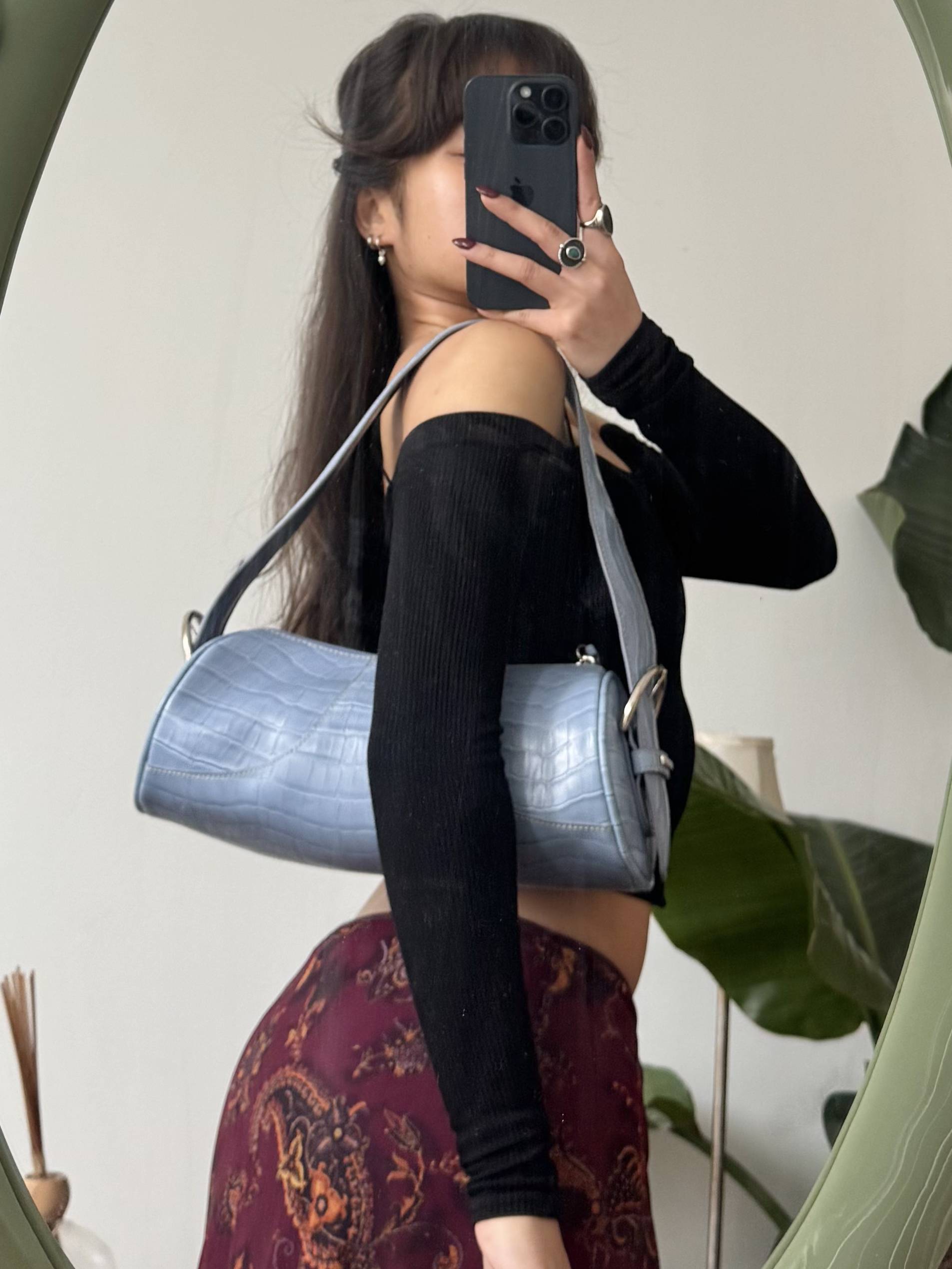 Vintage Y2K Blue Croc Shoulder Bag