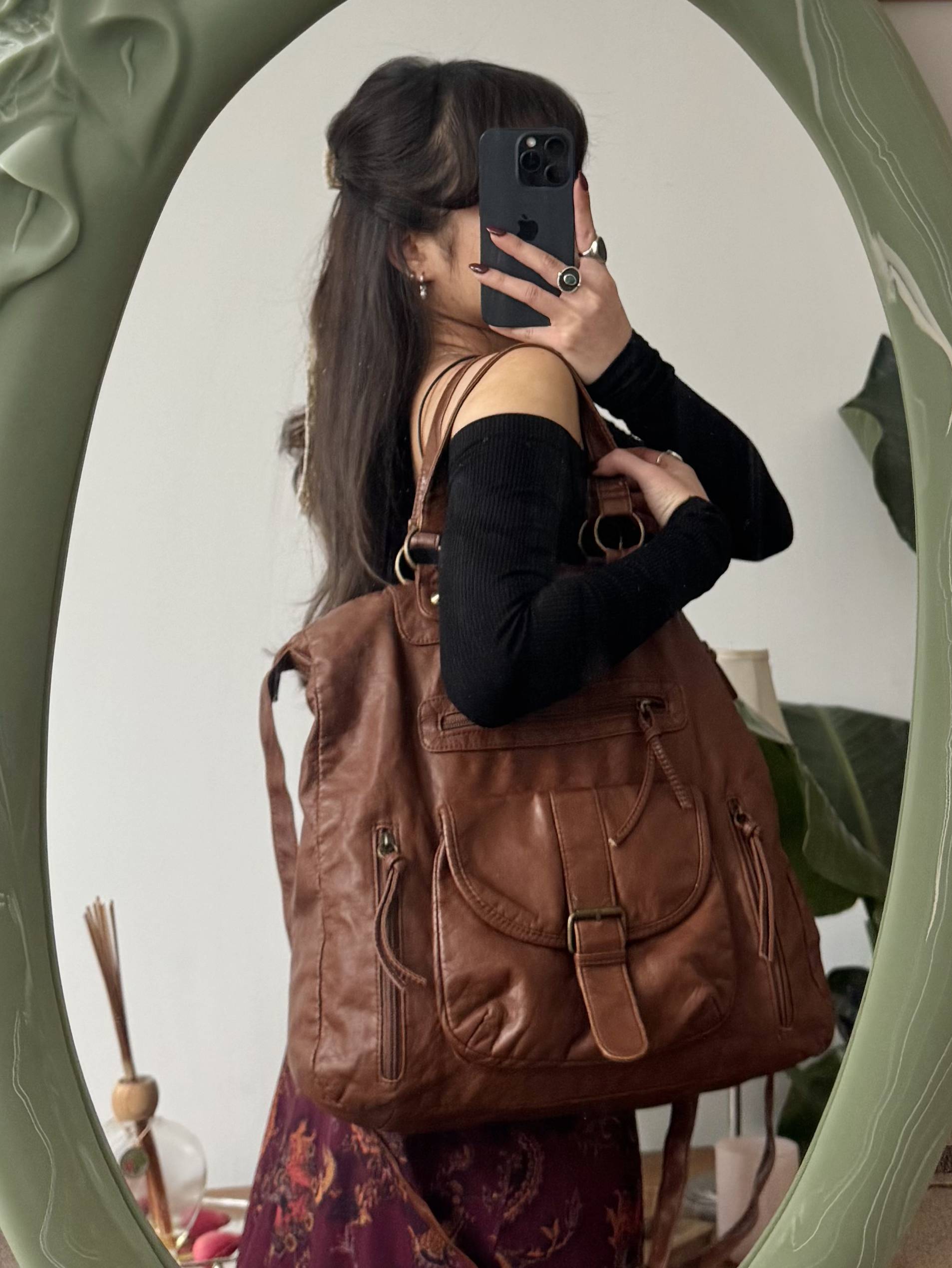 Vintage Y2K Cognac Slouchy Tote