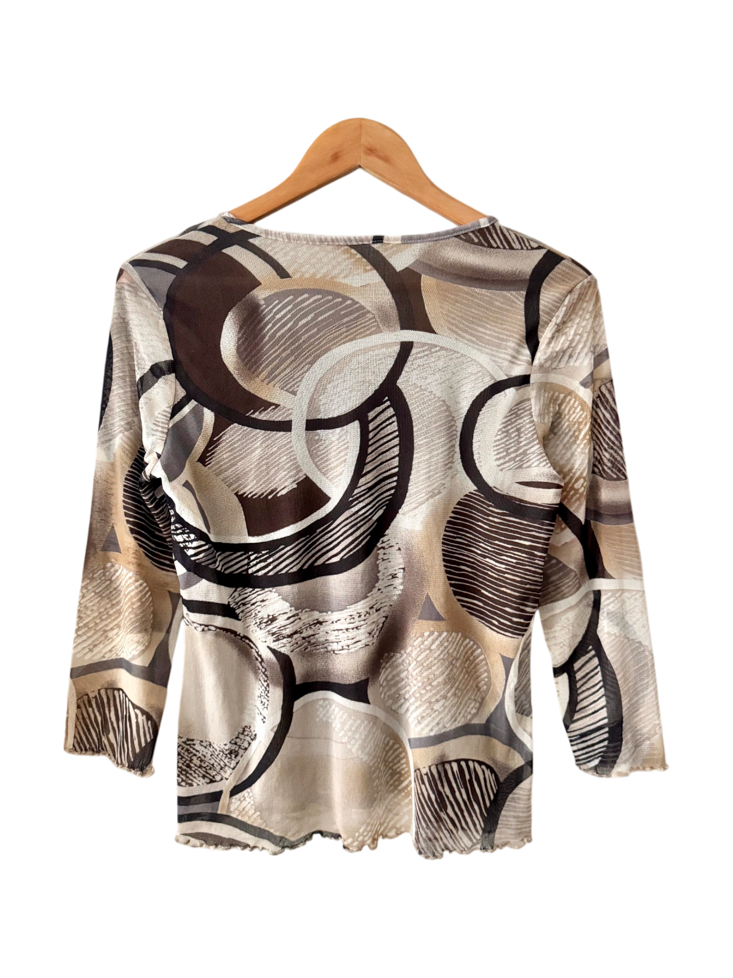 Vintage Abstract Swirl Print Mesh Top (M)