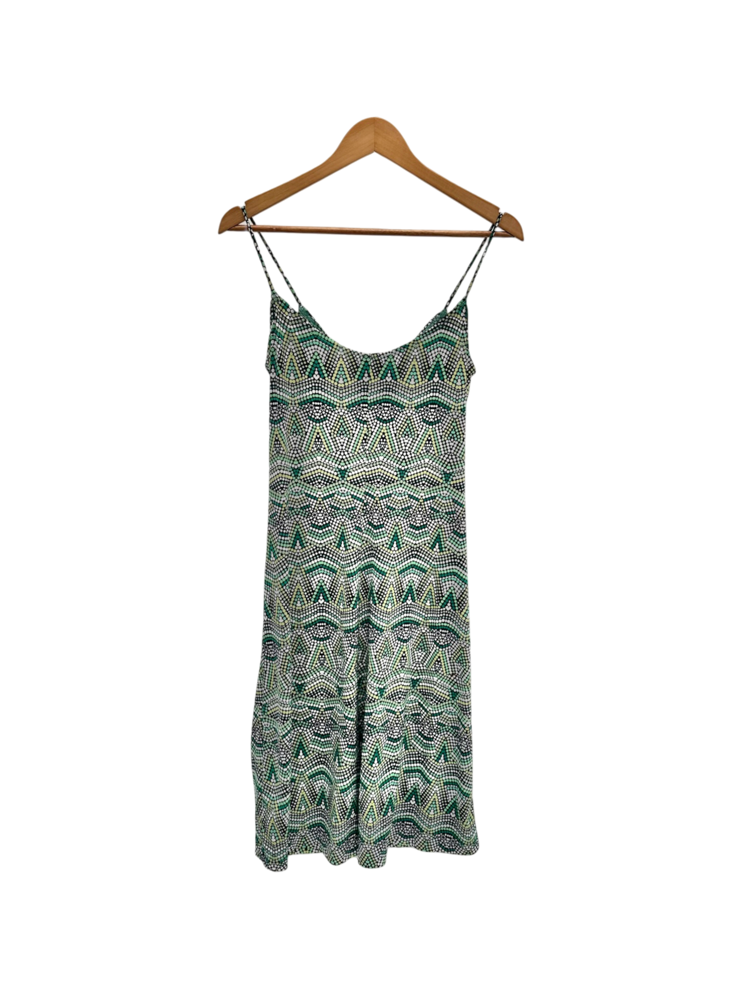 Vintage 90s Green Mosaic Drift Slip Dress (M)