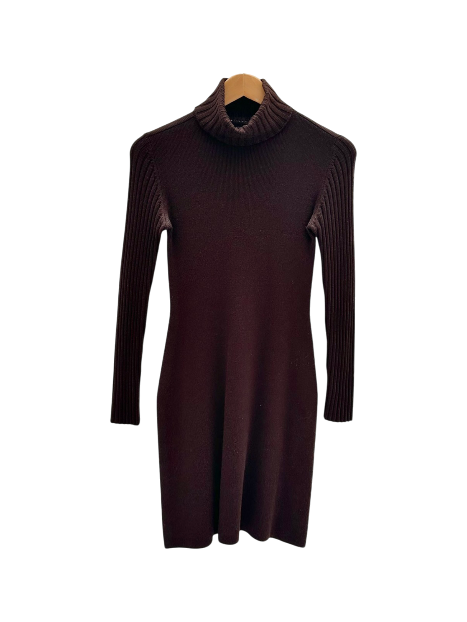 Vintage 90s Moda Chocolate Ribbed Turtleneck Dress (S) Vintage 90s Moda Chocolate Ribbed Turtleneck Dress (S)