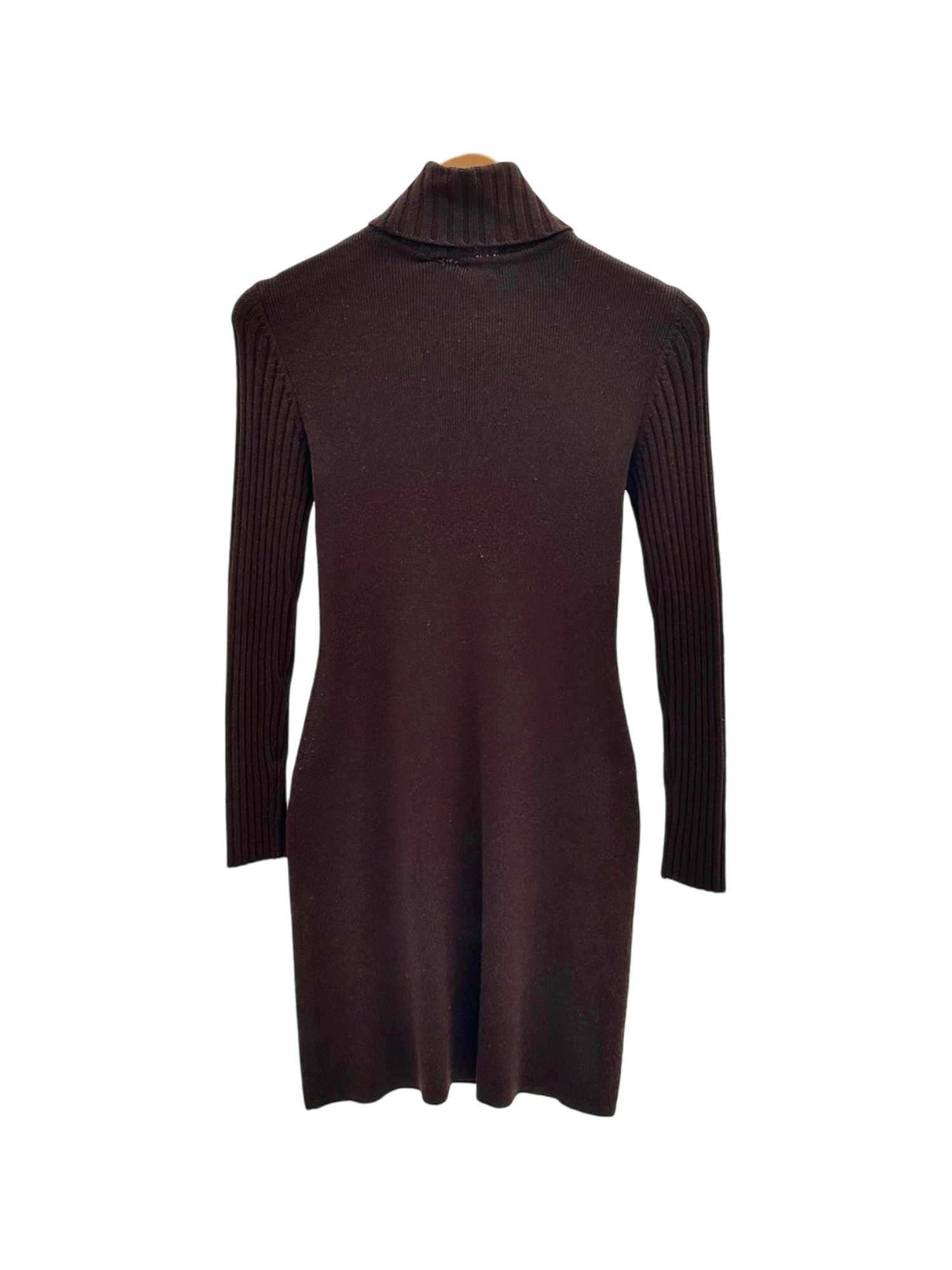 Vintage 90s Moda Chocolate Ribbed Turtleneck Dress (S)