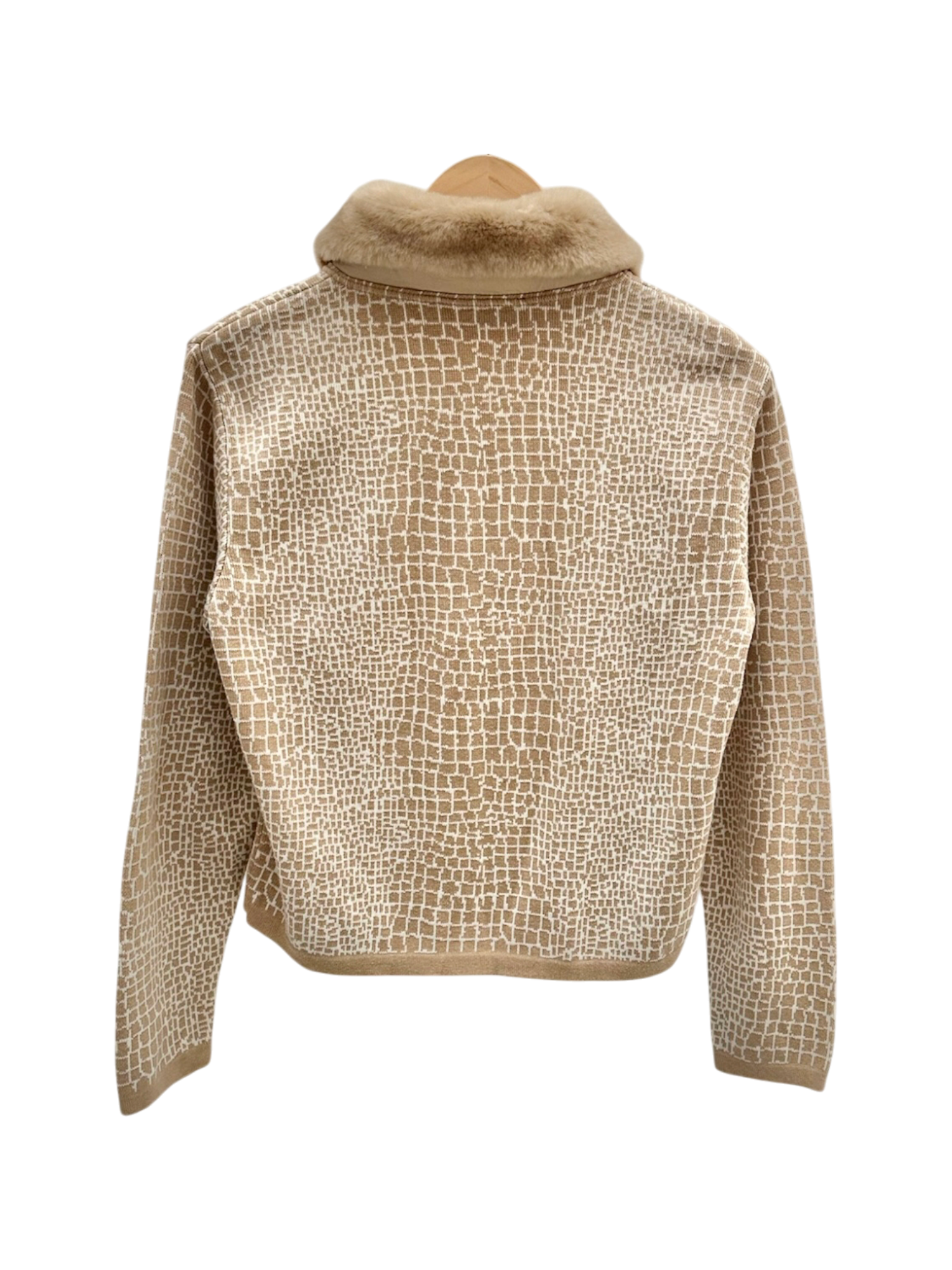 Vintage 90s Soft Camel Fur-Collar Knit (S/M)