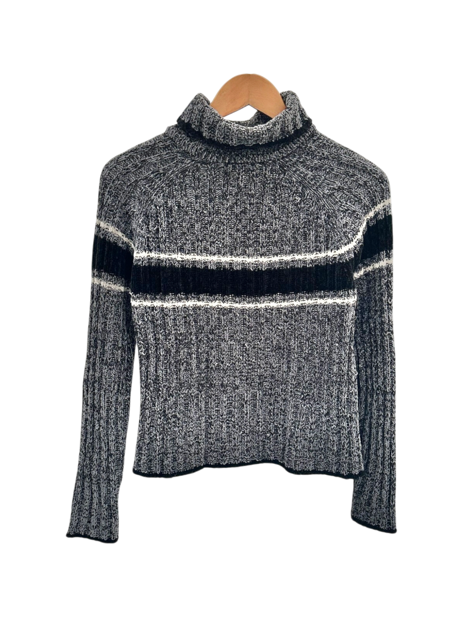 Vintage 90s Charcoal Stripe Turtleneck Knit (M/L)