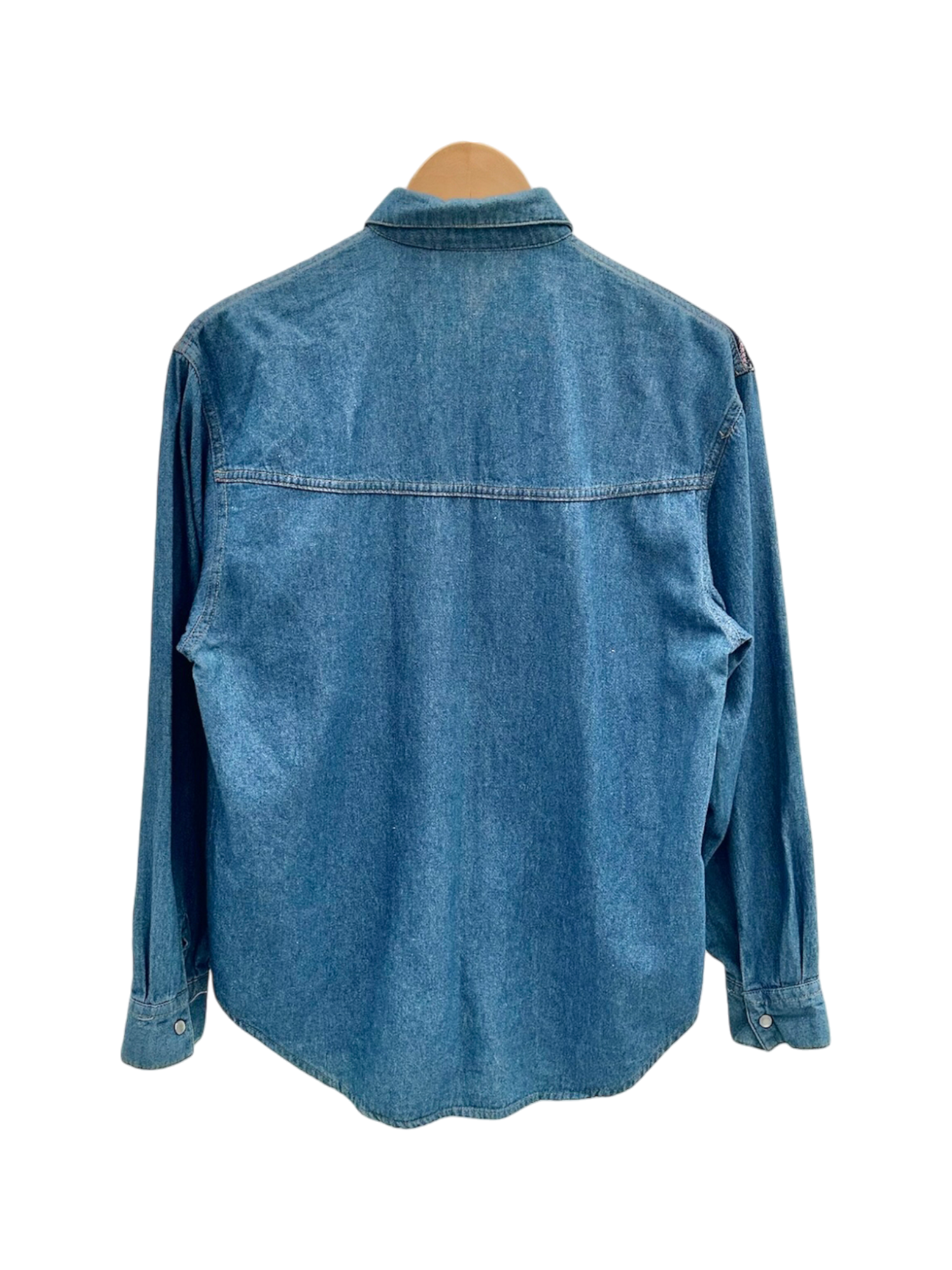 Vintage 90s Floral Patchwork Denim Shirt (M/L)