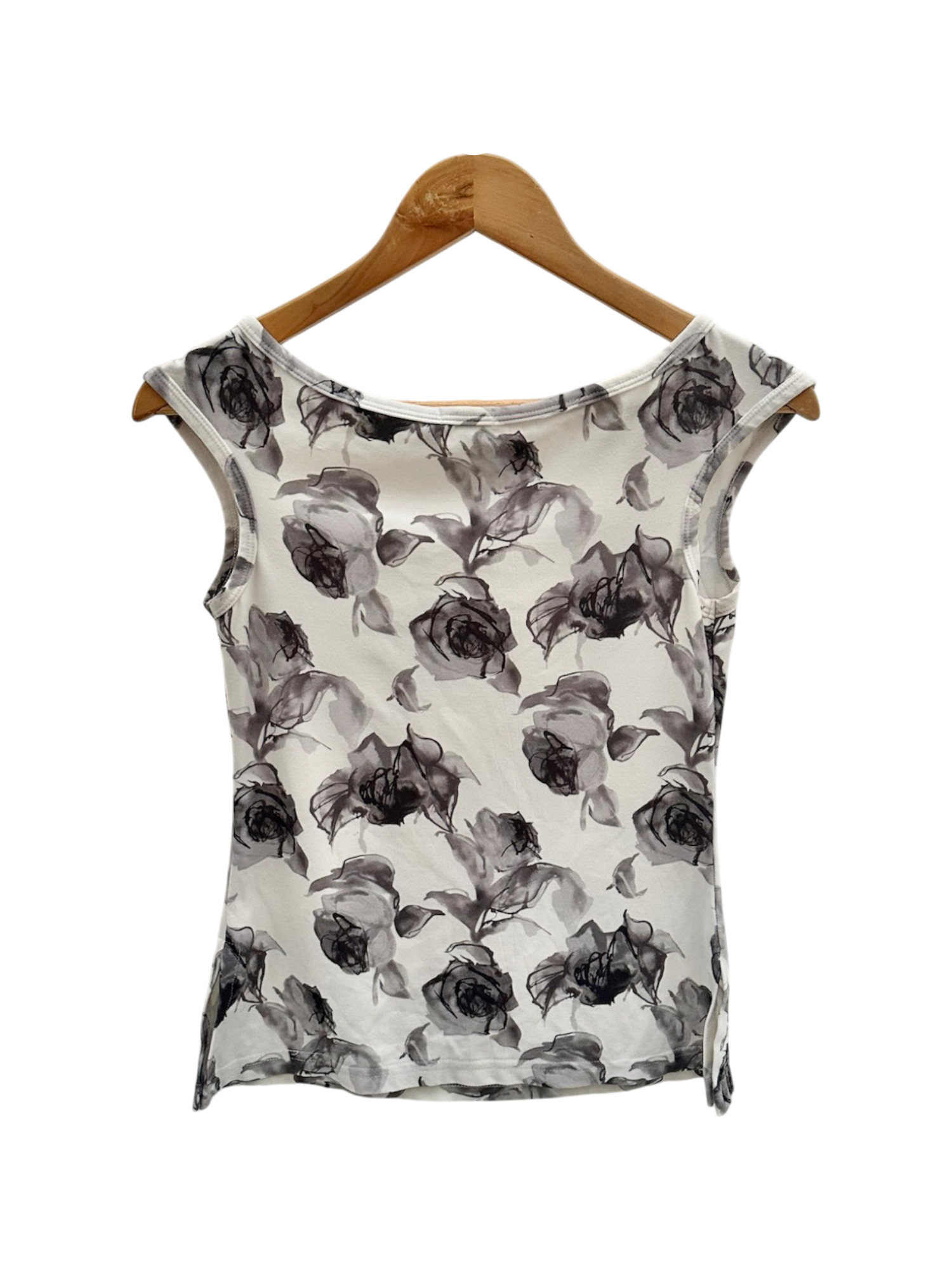 Vintage 90s Grey Rose Mesh Top (M)