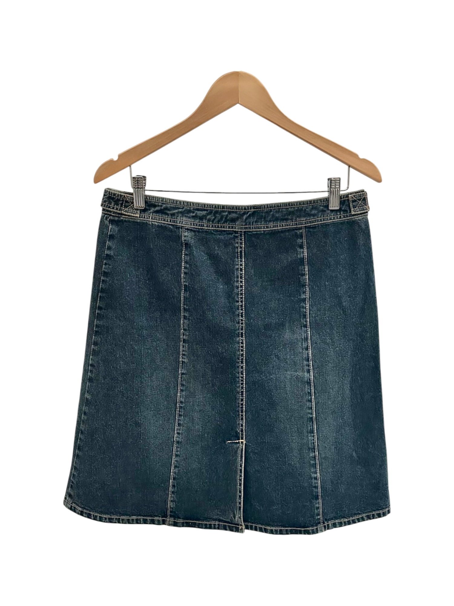 Vintage 90s Pocket Downtown Blue Jean Midi Skirt (M)