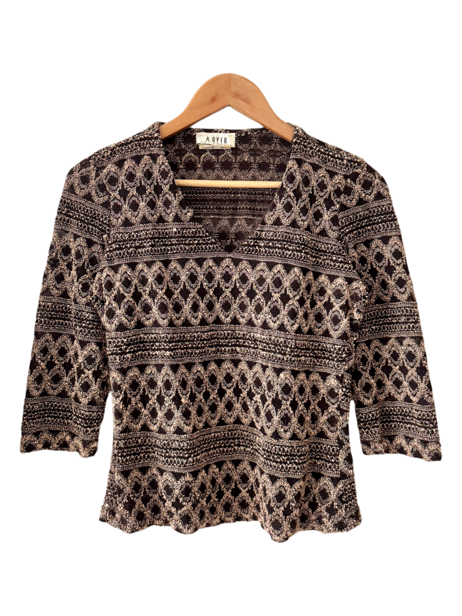 Vintage 90s Mocha Lace Knit Top (M)