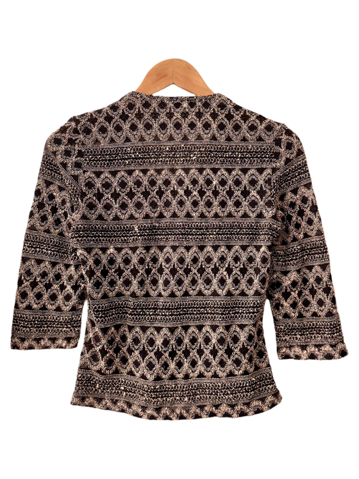 Vintage 90s Mocha Lace Knit Top (M)
