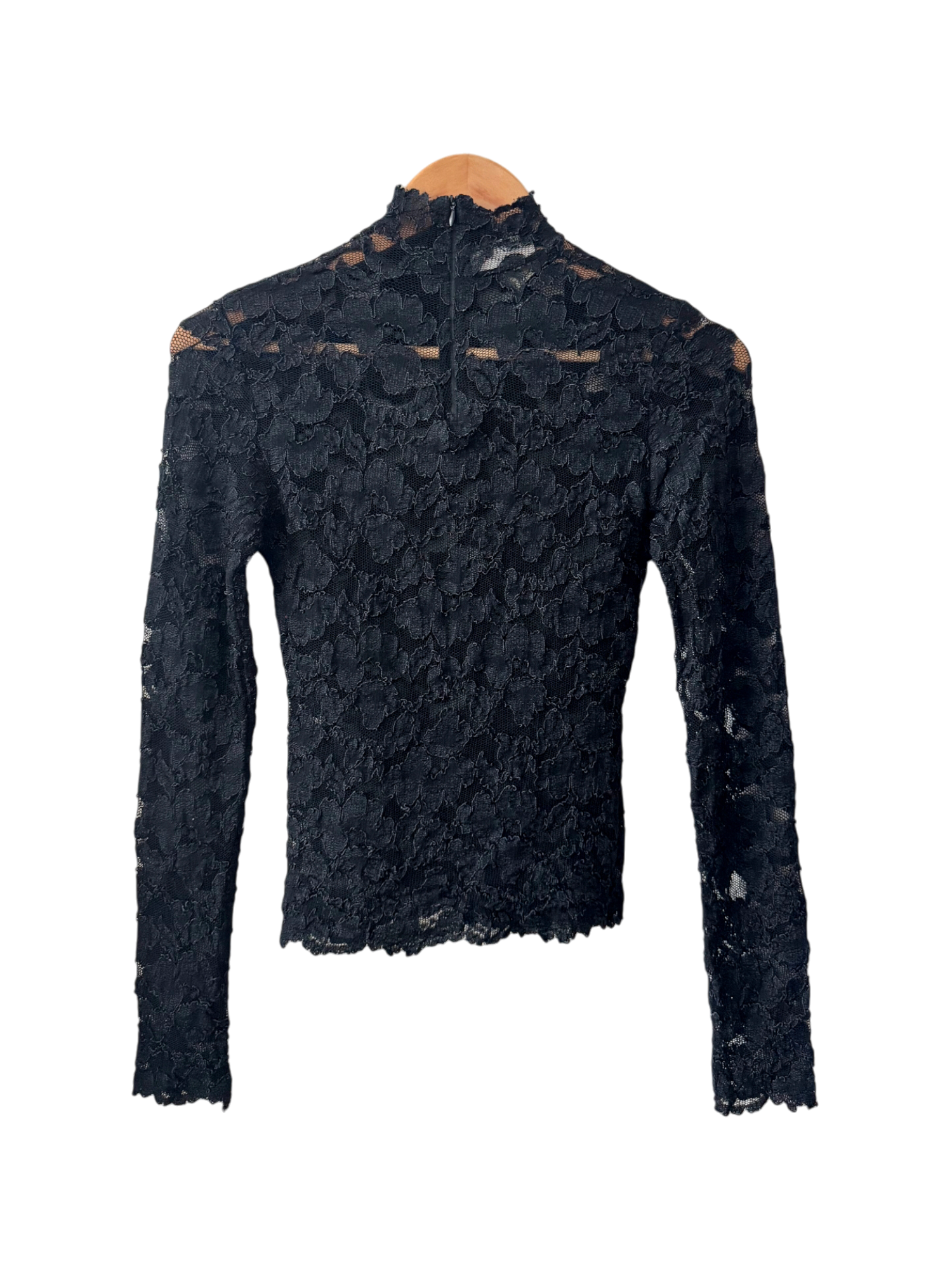 Vintage 90s Noir Lace Mock Neck Top (S)