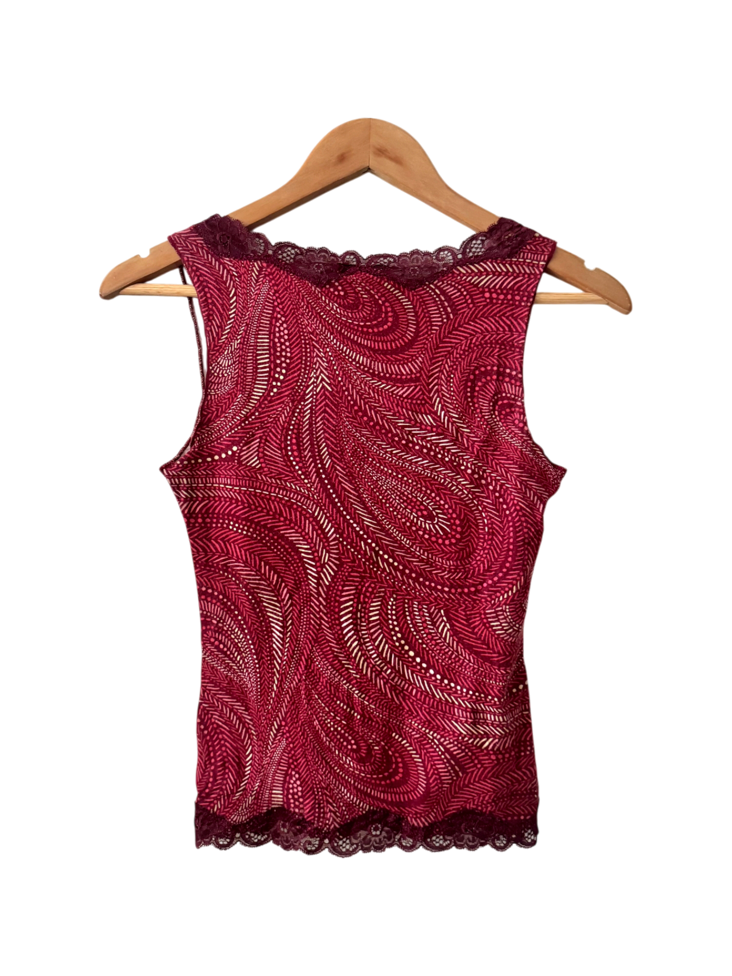 Vintage Y2K Paisley Wine Hour Lace Tank (XS/S)