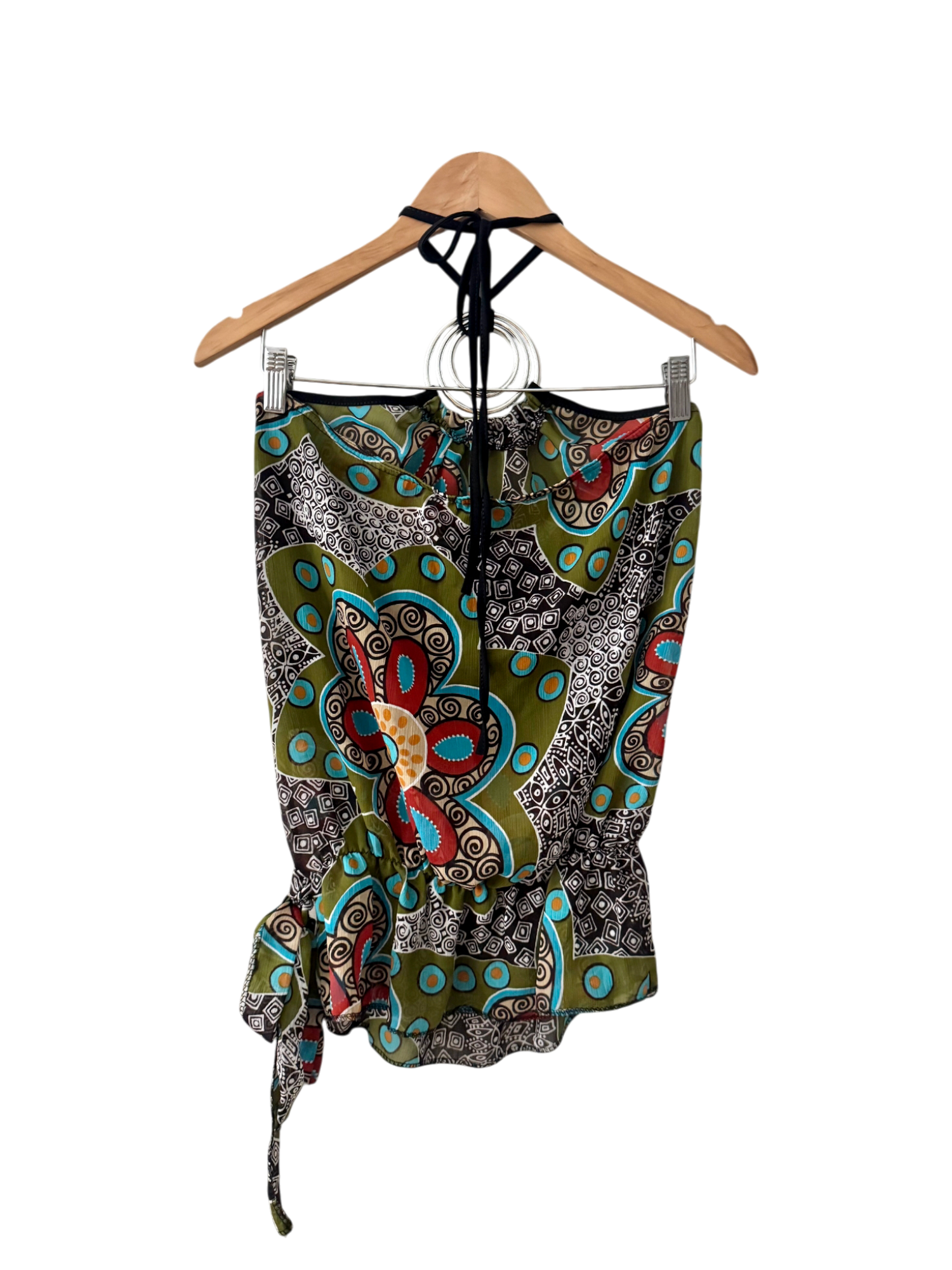 Vintage Y2k Parisian Mosaic Ring Halter Top (L)